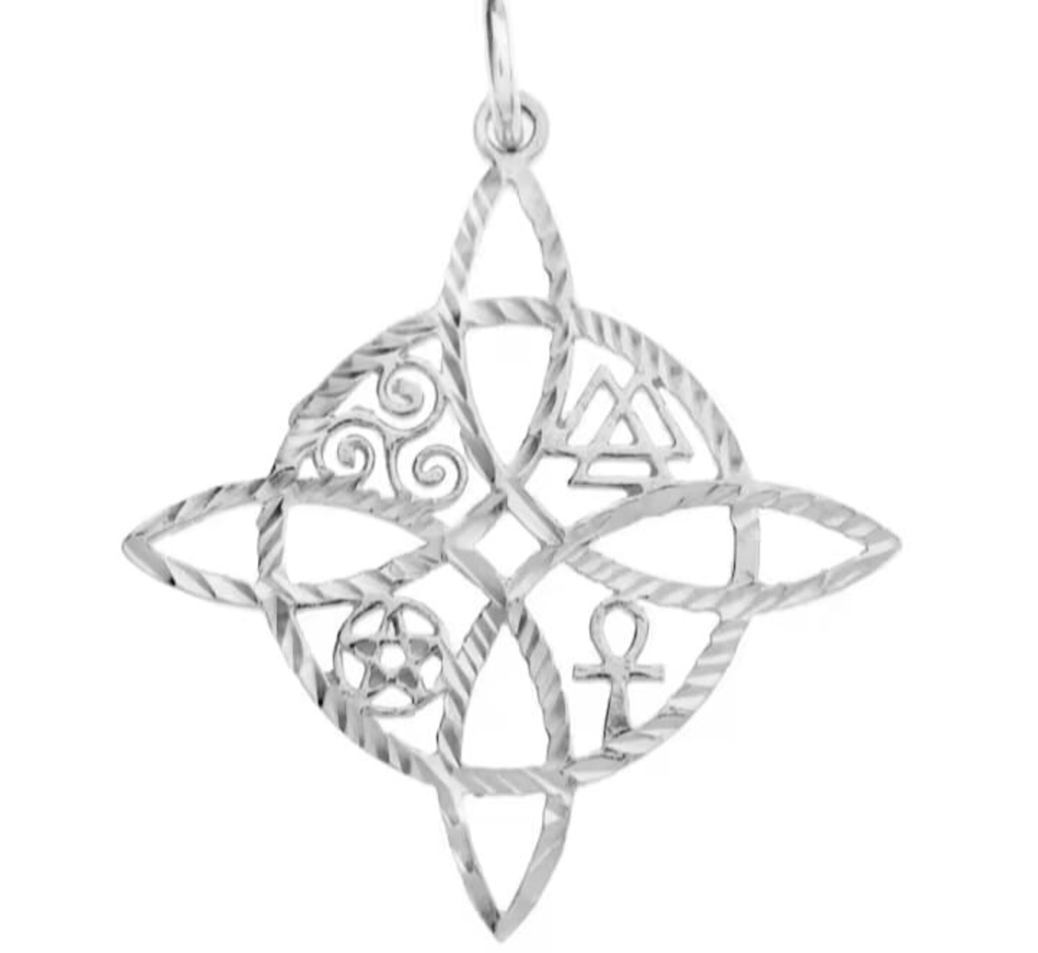 Collar nudo de bruja con símbolos en el centro diseño tallado - 2