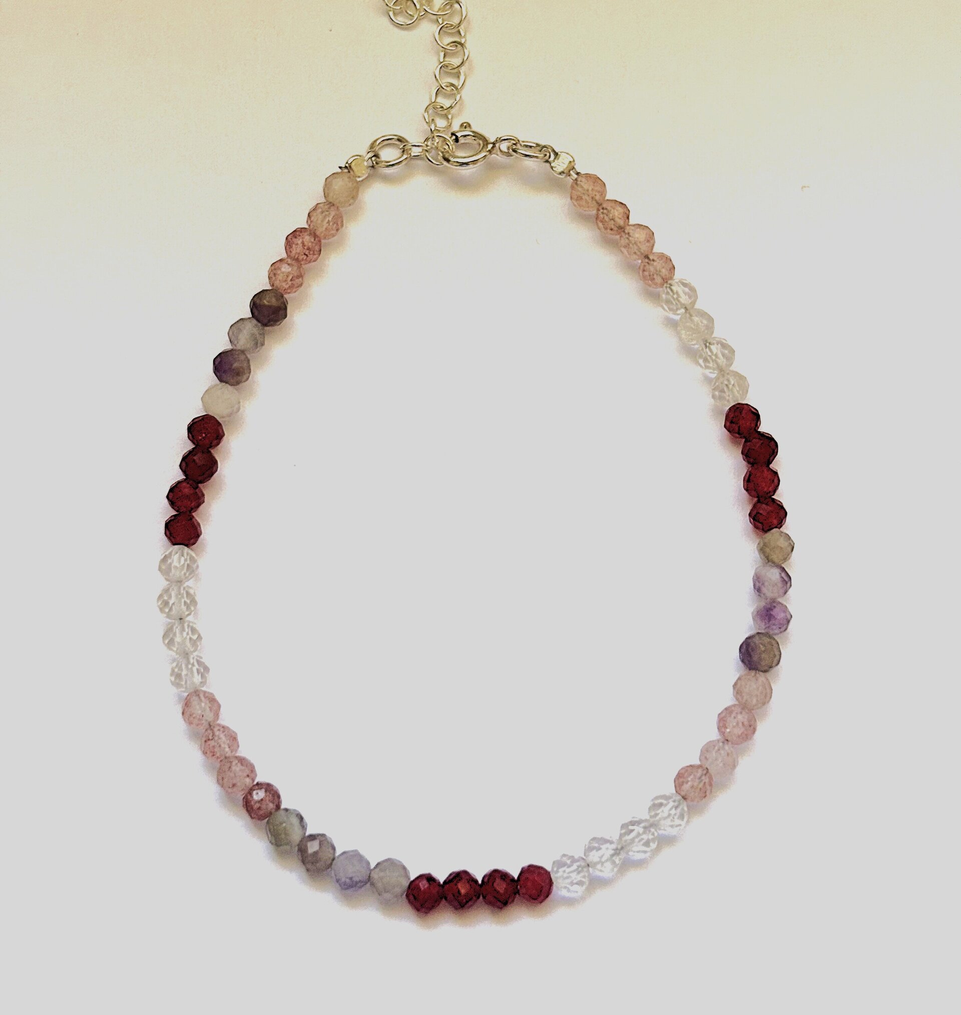 Pulsera ajustable rubí, amatista, cuarzo maestro y cuarzo rosa - 8