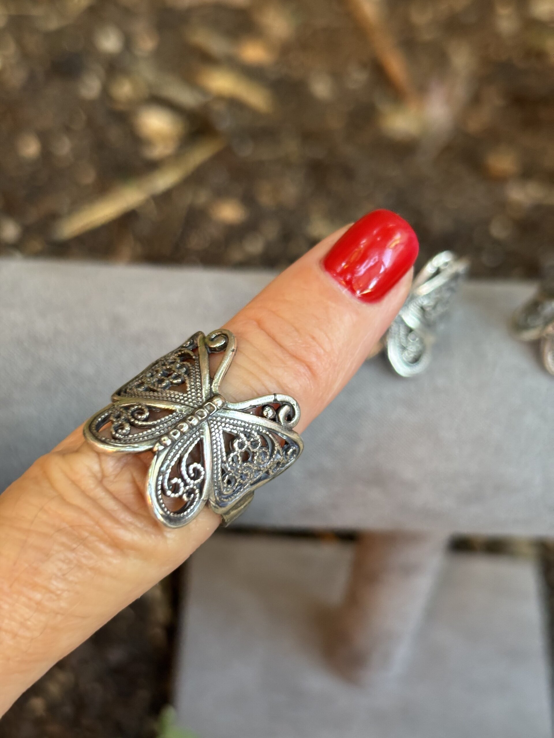Anillo ajustable talla grande mariposa - 8