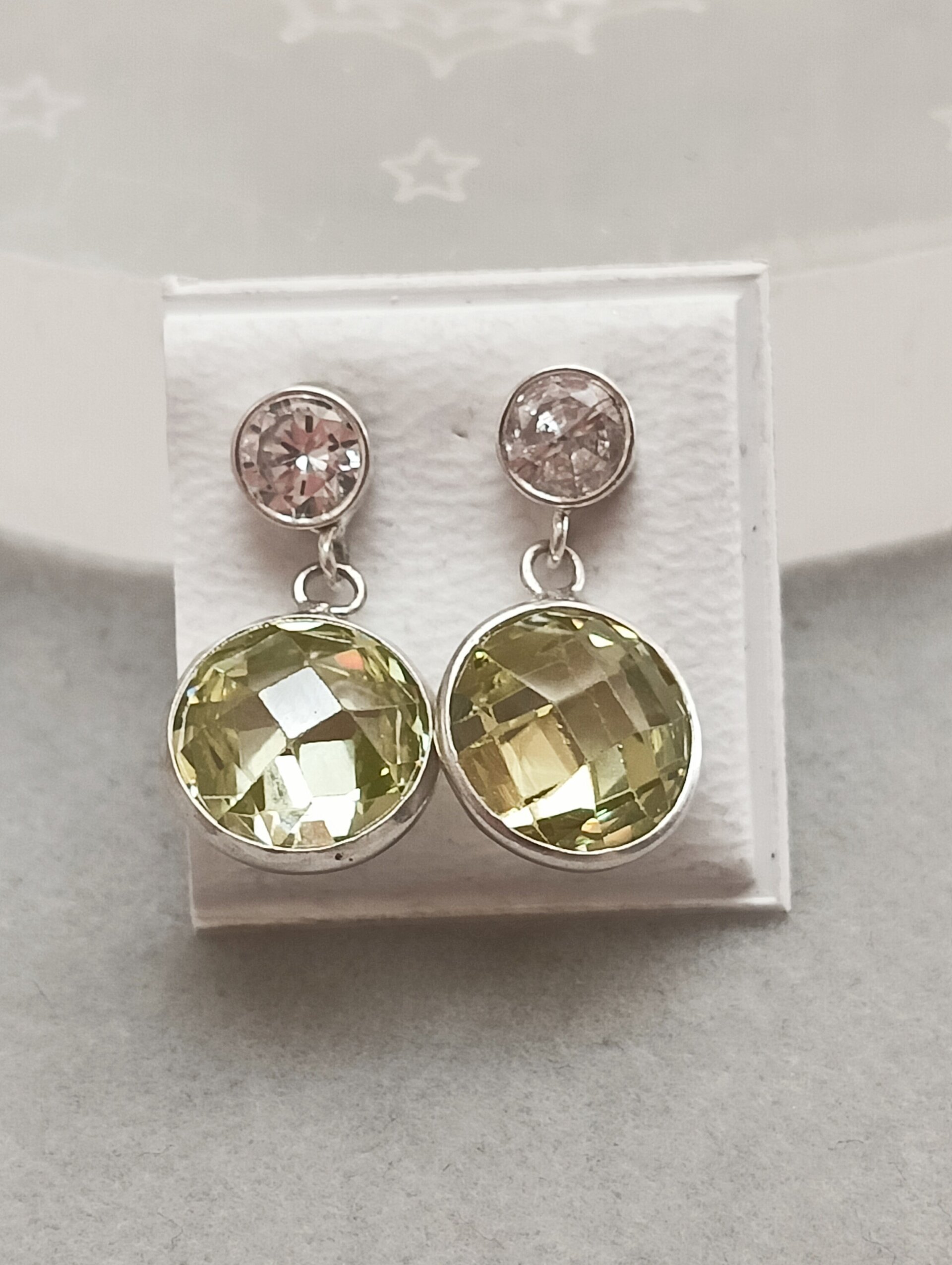 Pendientes circonita blanca y circonita olivina - 2