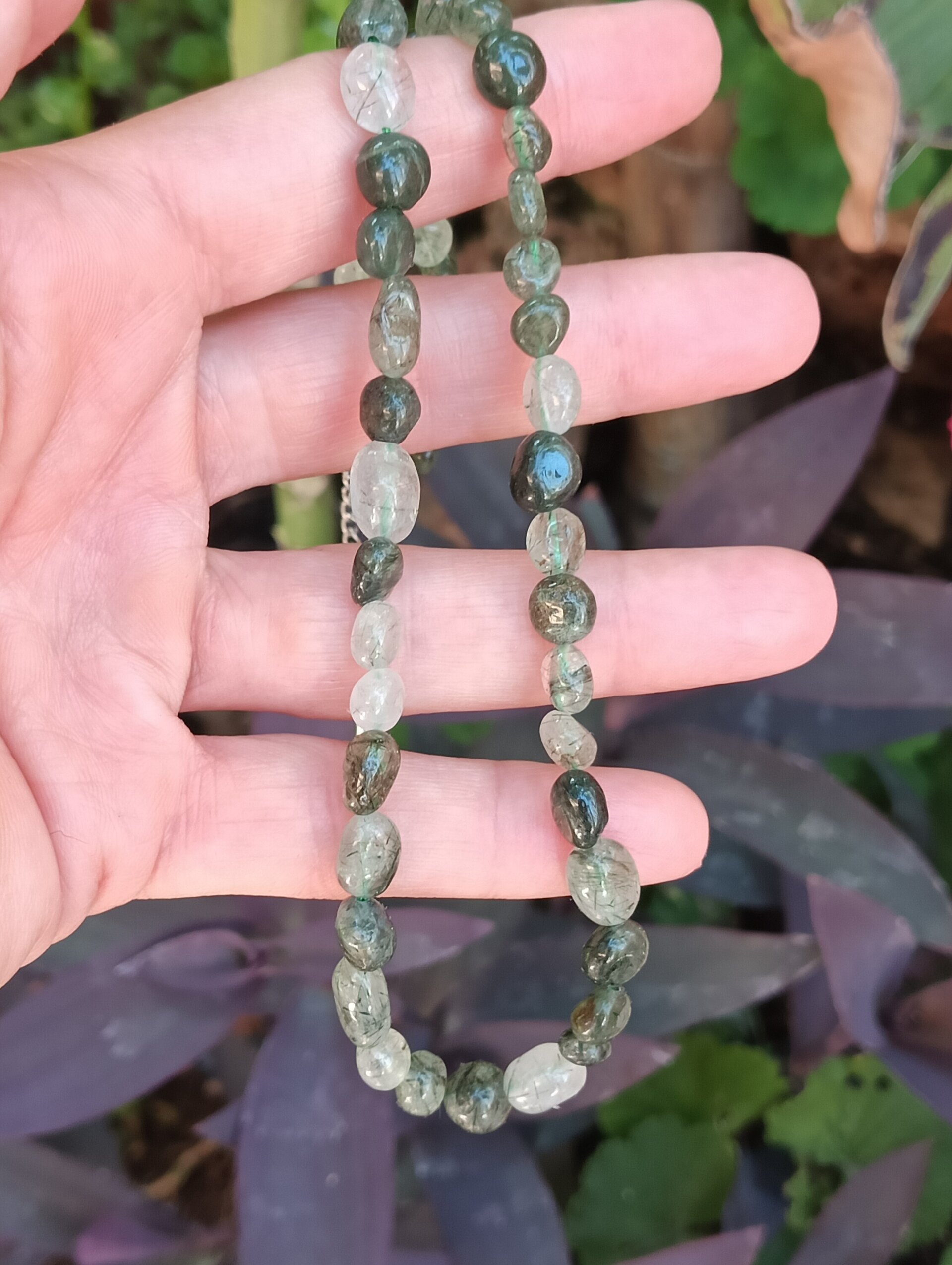 Collar piedras naturales cuarzo verde rutilado - 2