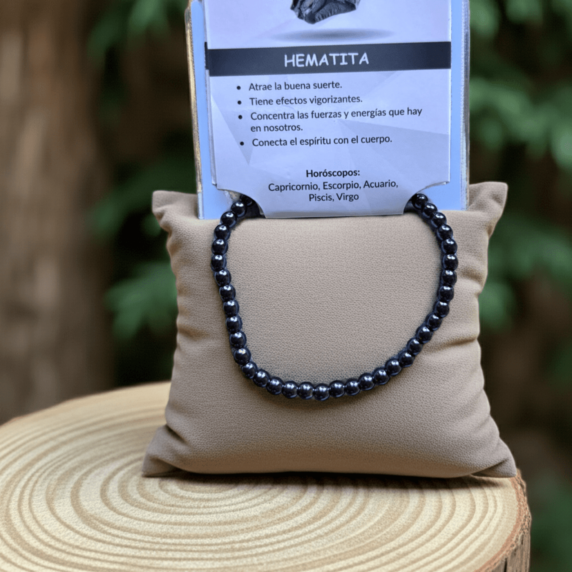 pulsera elástica hematita natural - 2