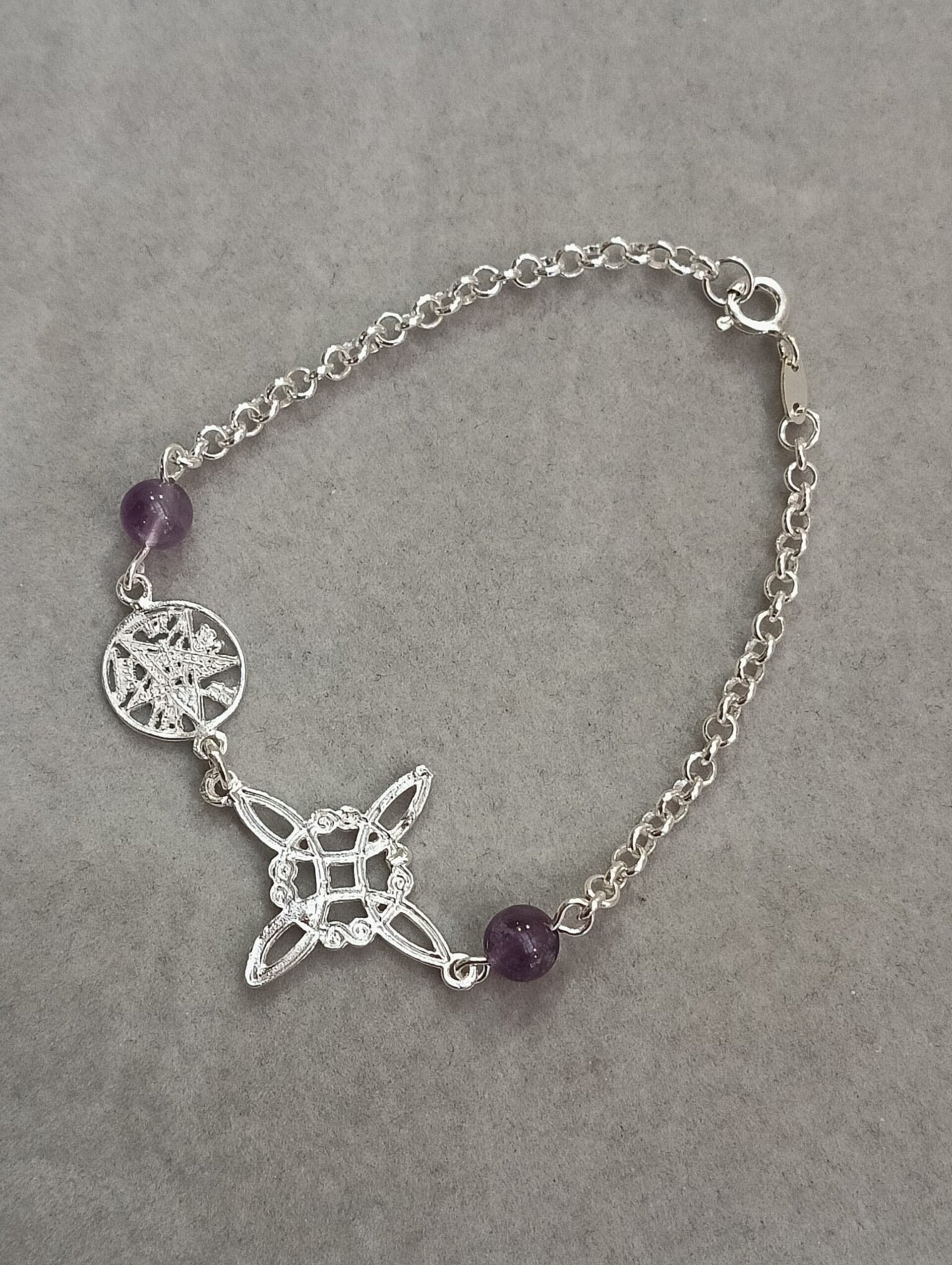 Pulsera amuleto nudo de bruja y tetragrámaton con amatista - 4