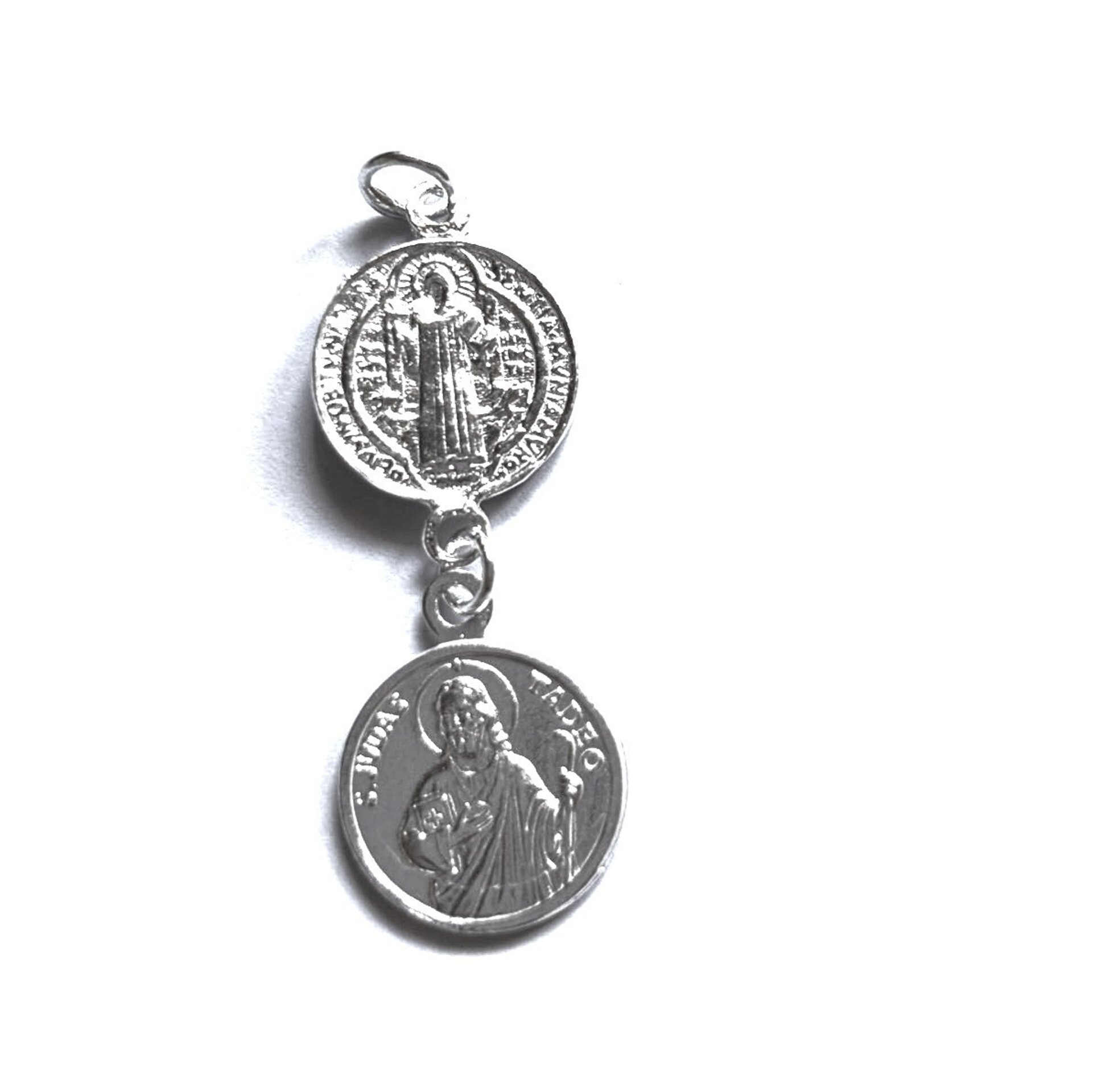 colgante doble medalla San Benito y Judas Tadeo - 1