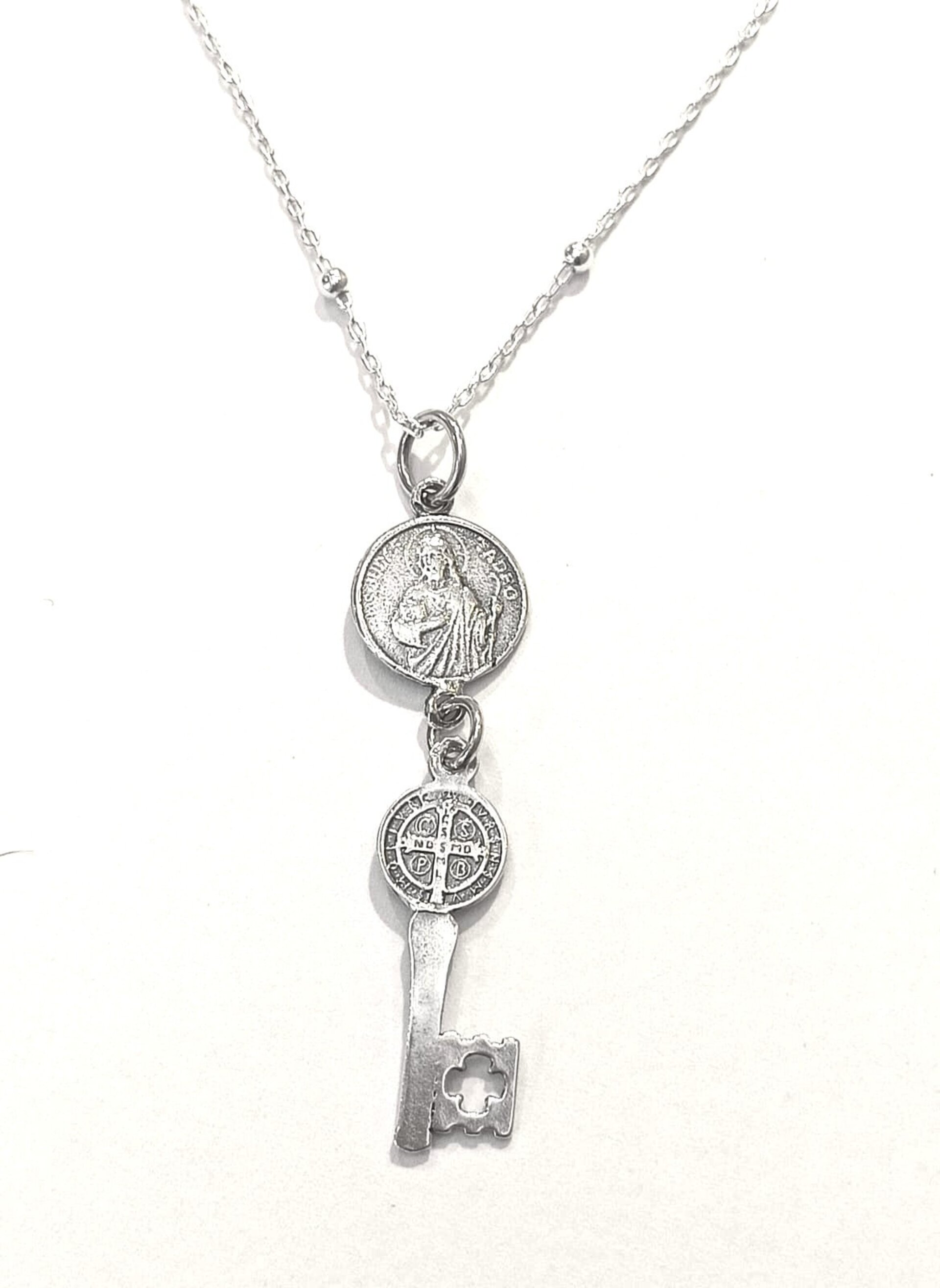 Collar doble protección llave abre caminos de San Benito y Judas Tadeo - 5