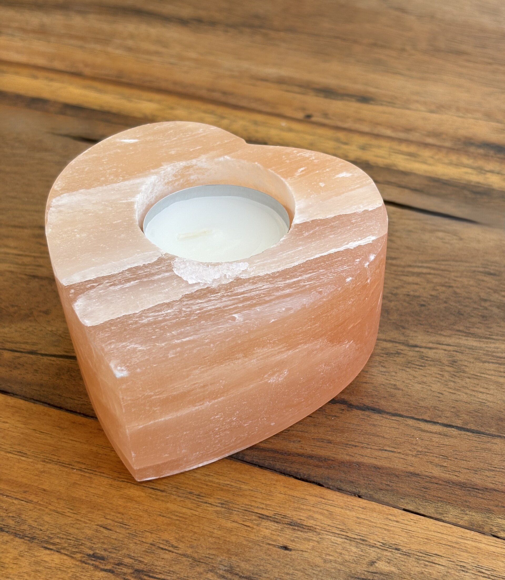 cargador energético en forma de vela corazón de selenita 9cm aprox - 2