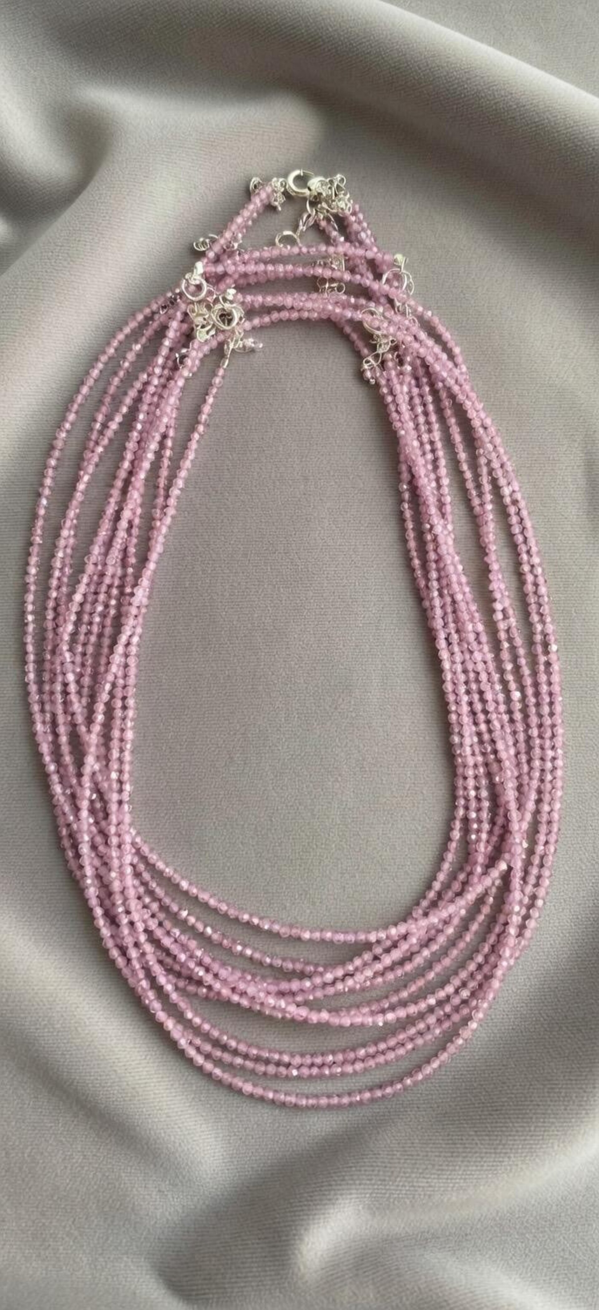 Gargantilla facetada cuarzo rosa - 1