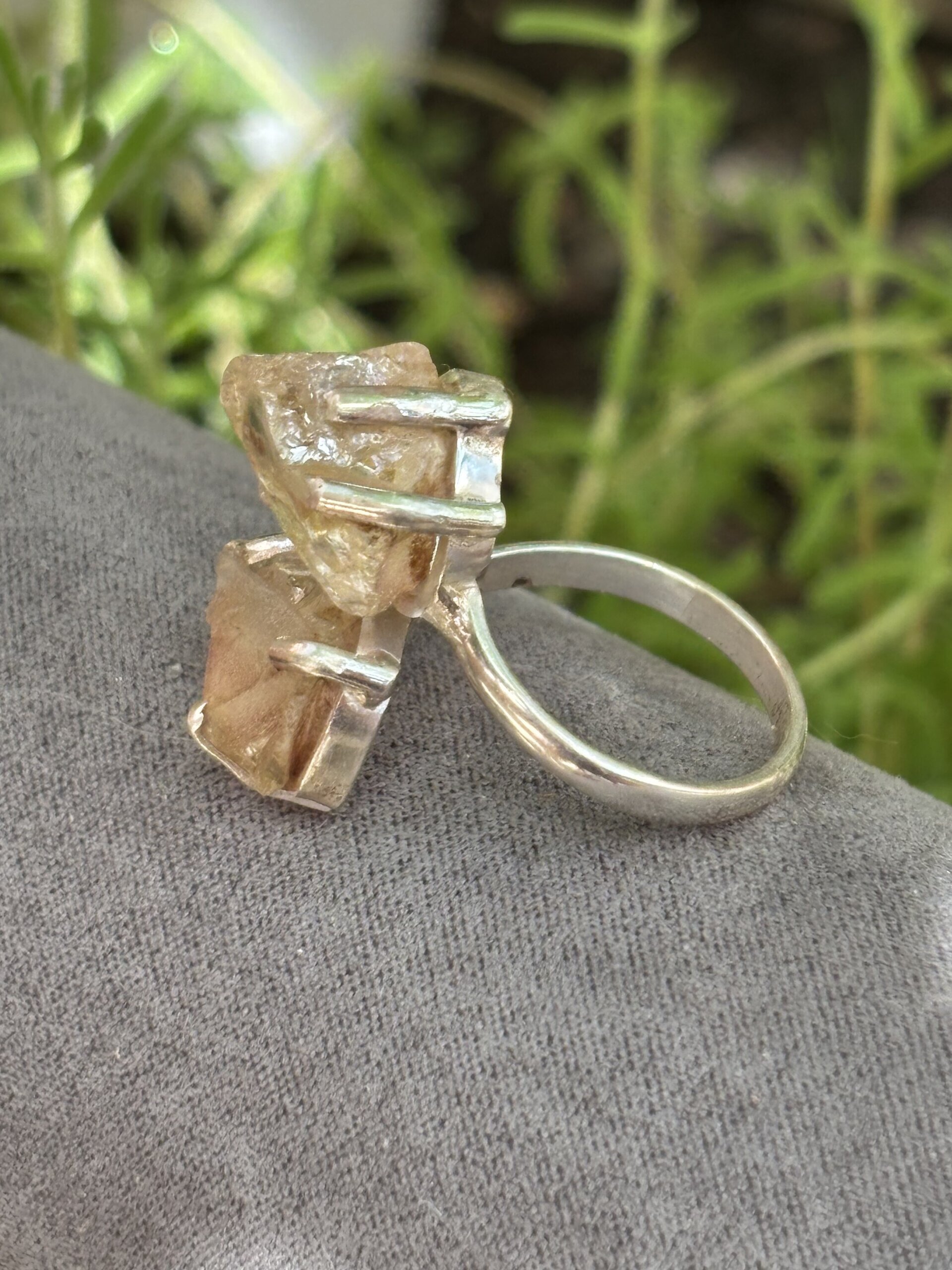 Anillo ajustable piedra natural de cuarzo citrino - 12