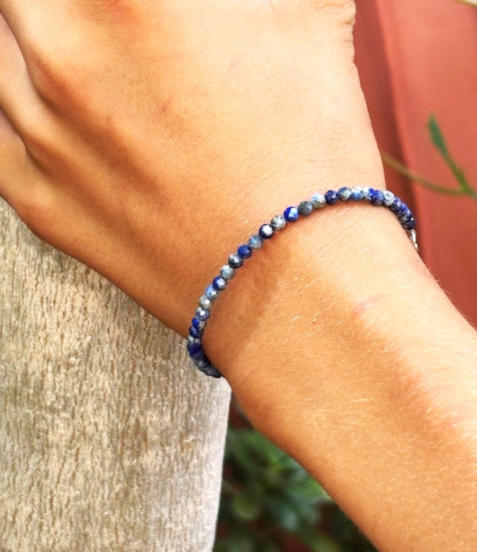 Pulsera ajustable piedra natural de lapizlázuli - 11