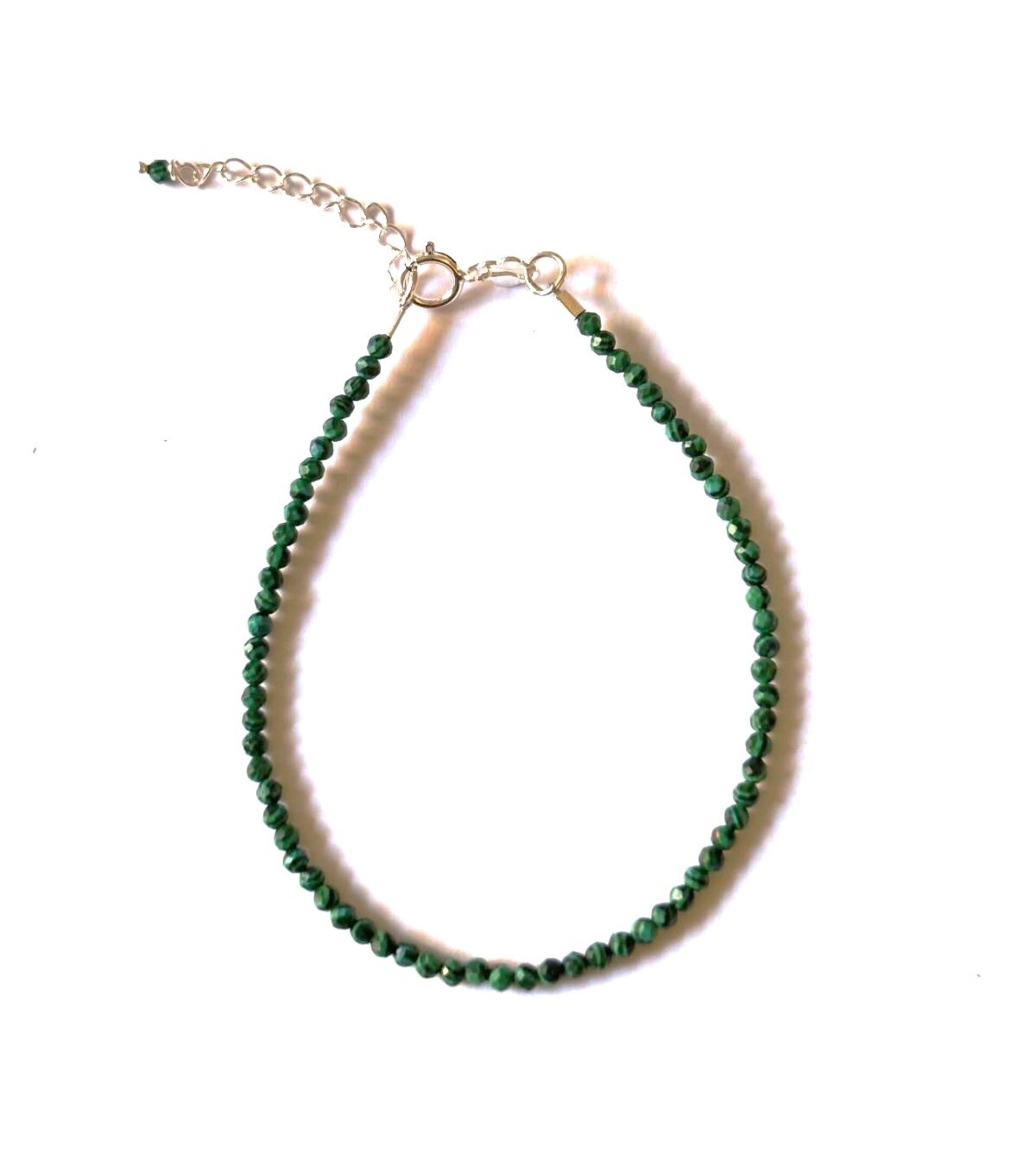 Pulsera piedra malaquita plata de ley - 1