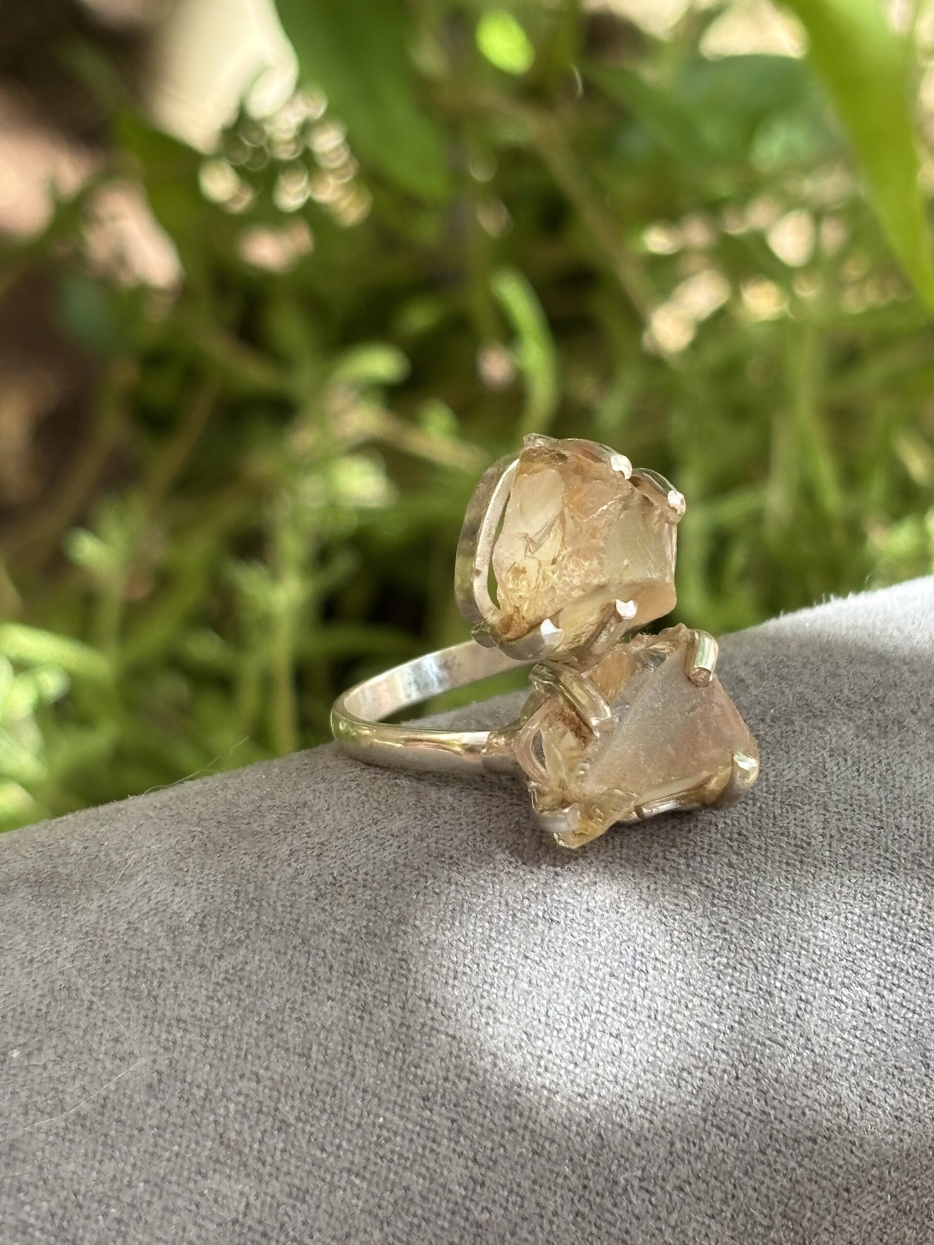 Anillo ajustable piedra natural de cuarzo citrino - 4