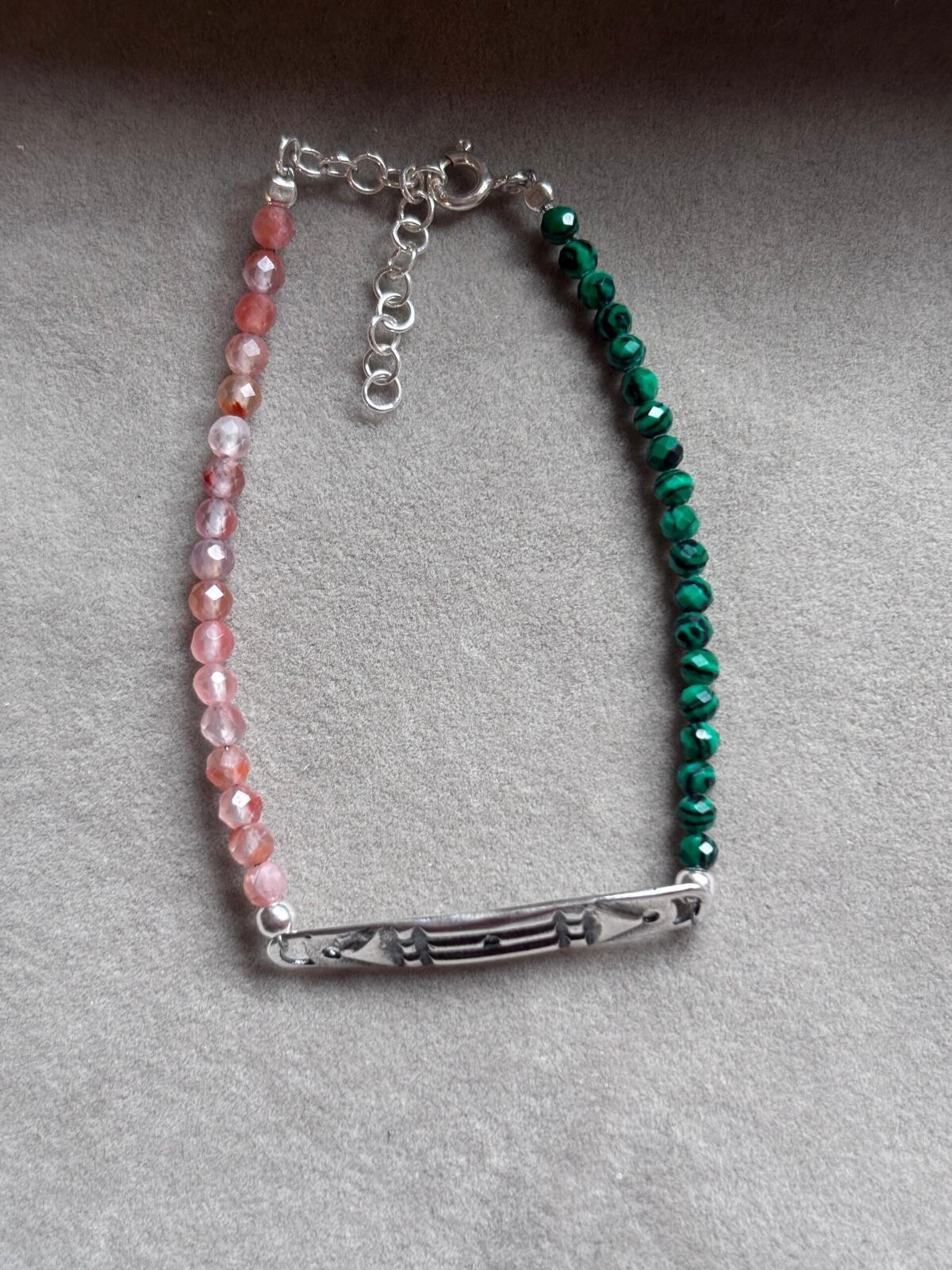 Pulsera Atlante Malaquita y Cornalina - 1