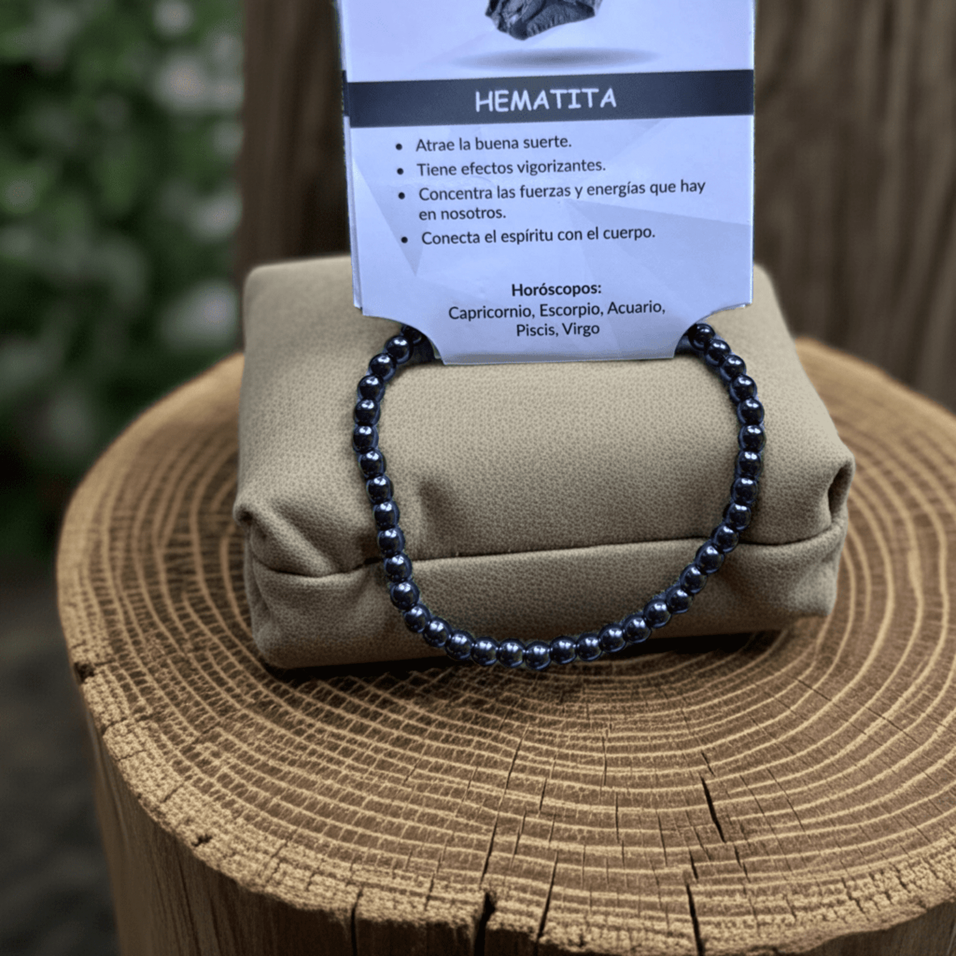 pulsera elástica hematita natural - 3