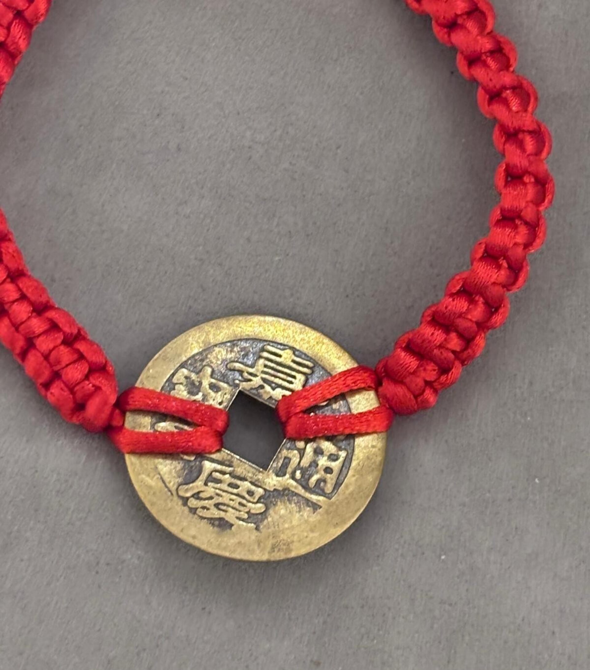 pulsera feng shui macramé-ATRAE DINERO-con moneda - 2