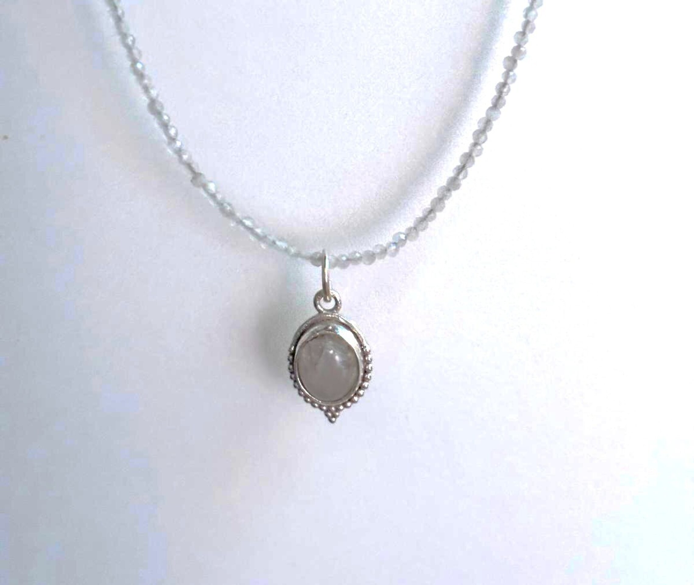 Gargantilla facetada piedra luna y colgante piedra luna - 7