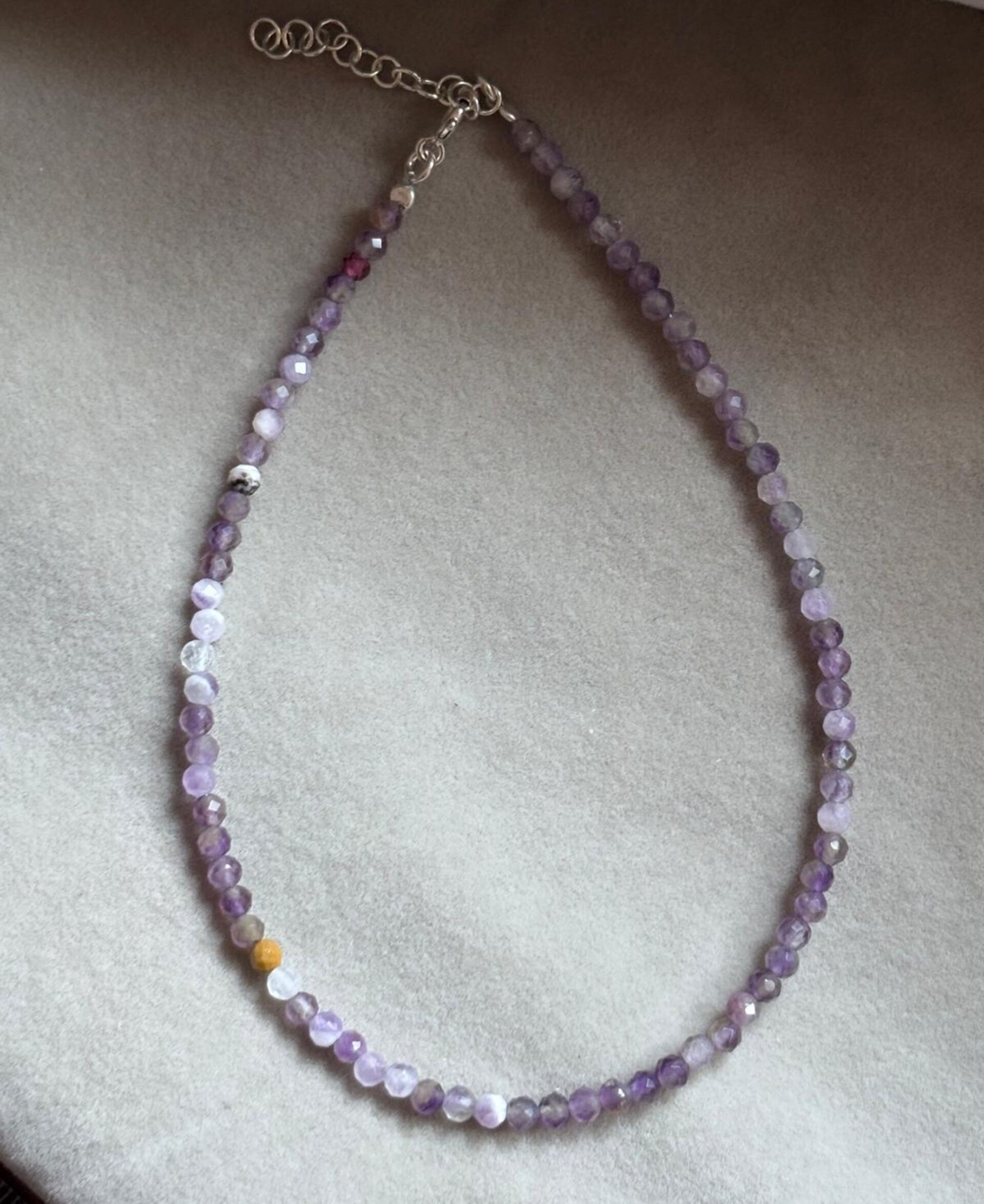 Tobillera piedra natural de amatista facetada - 1