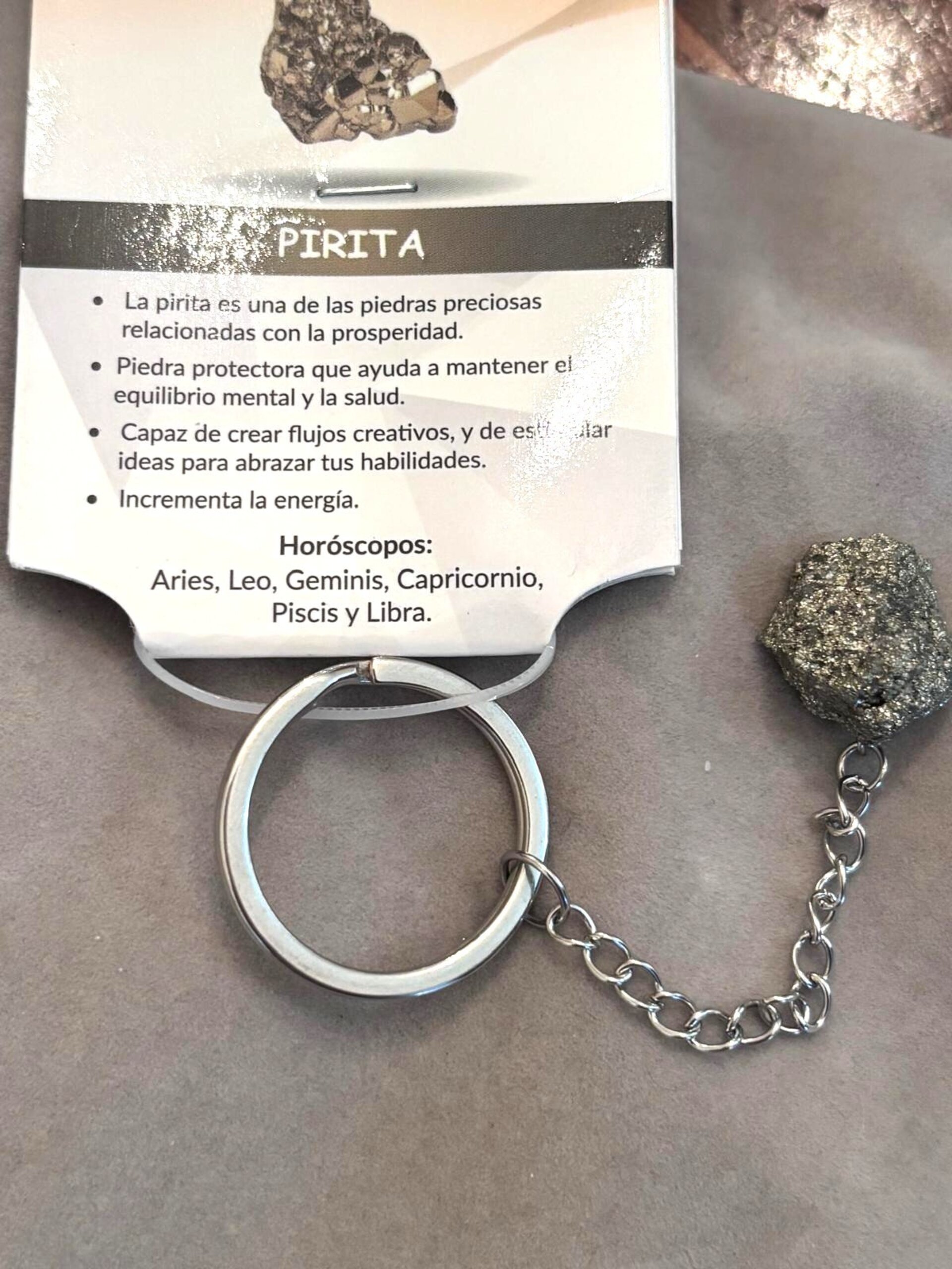 llavero piedra natural de pirita - 2