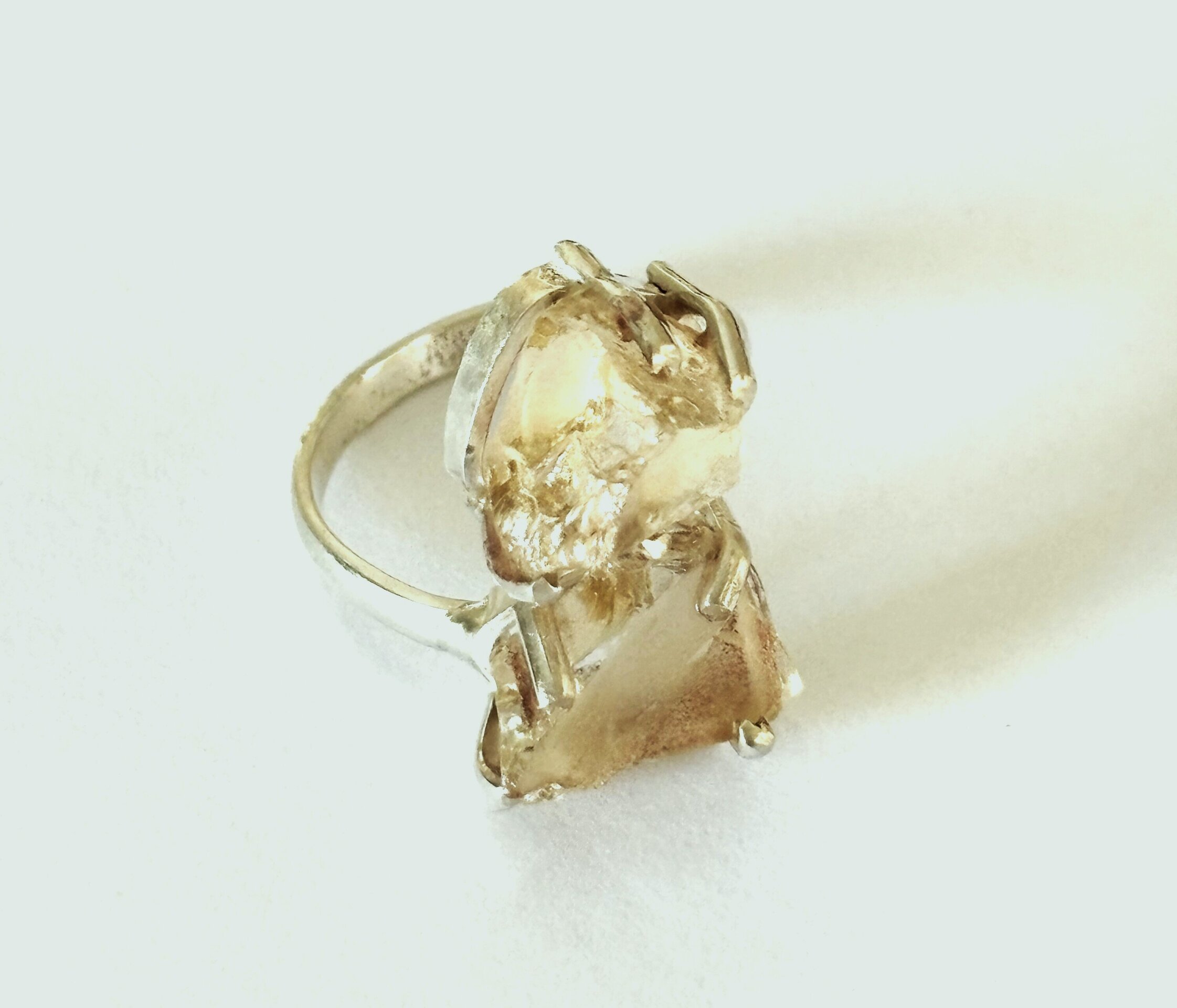 Anillo ajustable piedra natural de cuarzo citrino - 7