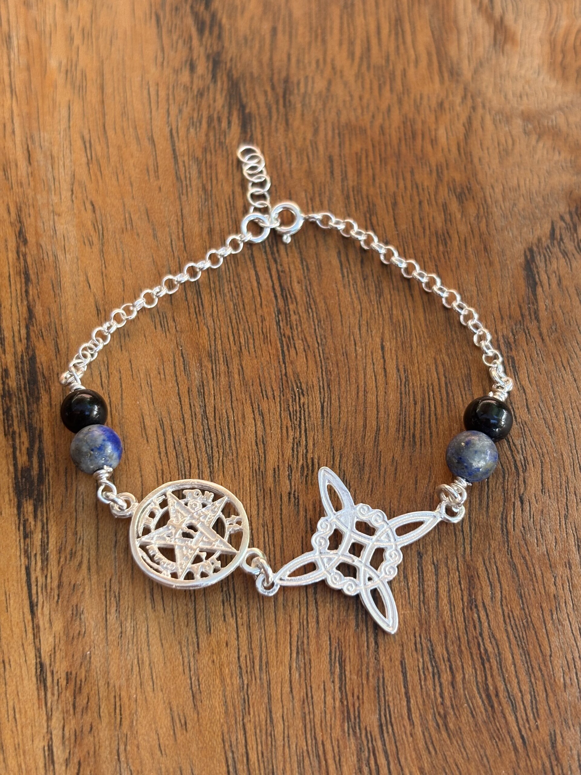 Pulsera amuleto doble protección  lapizlázuli y turmalina - 1