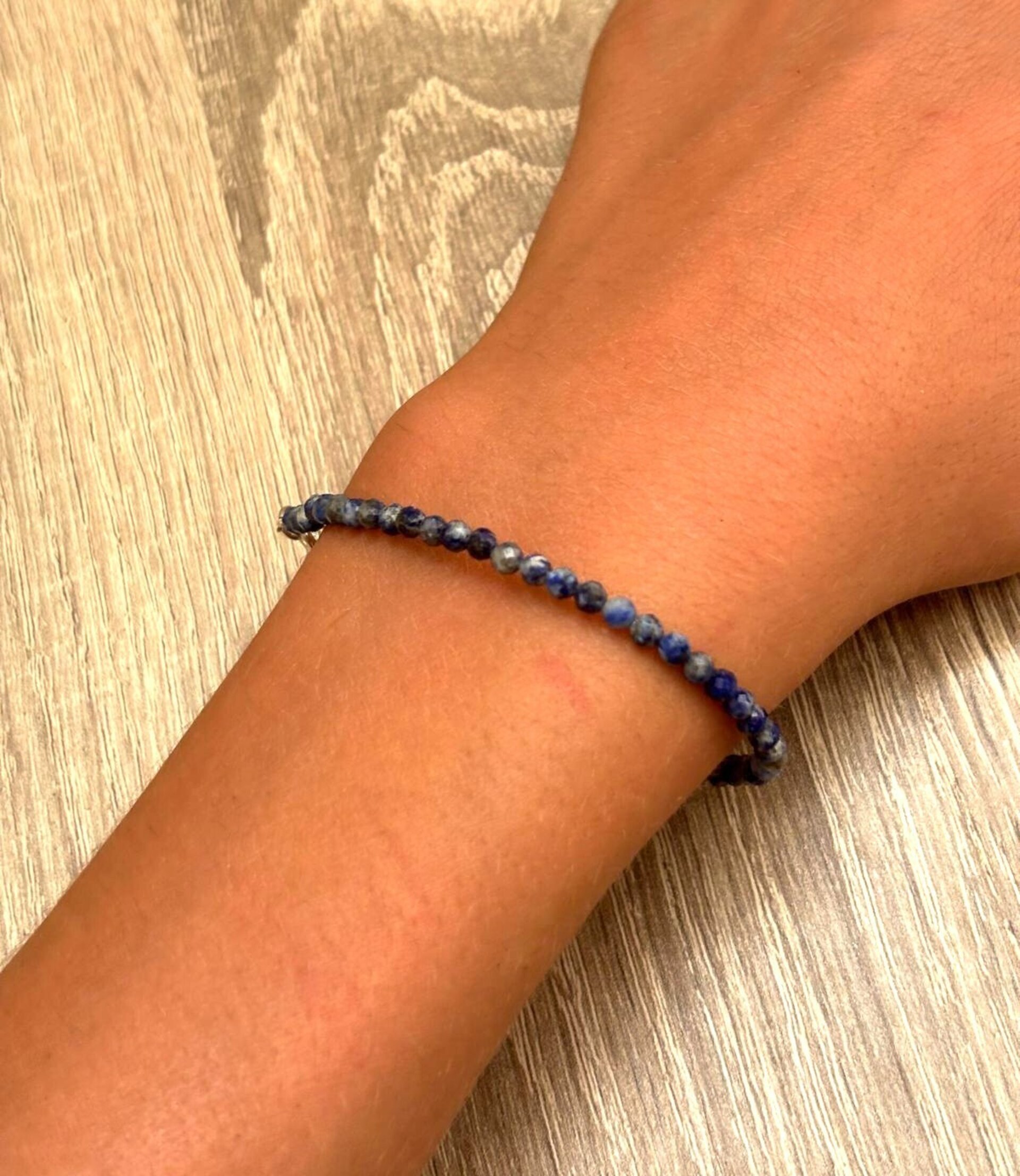Pulsera ajustable piedra natural de lapizlázuli - 4