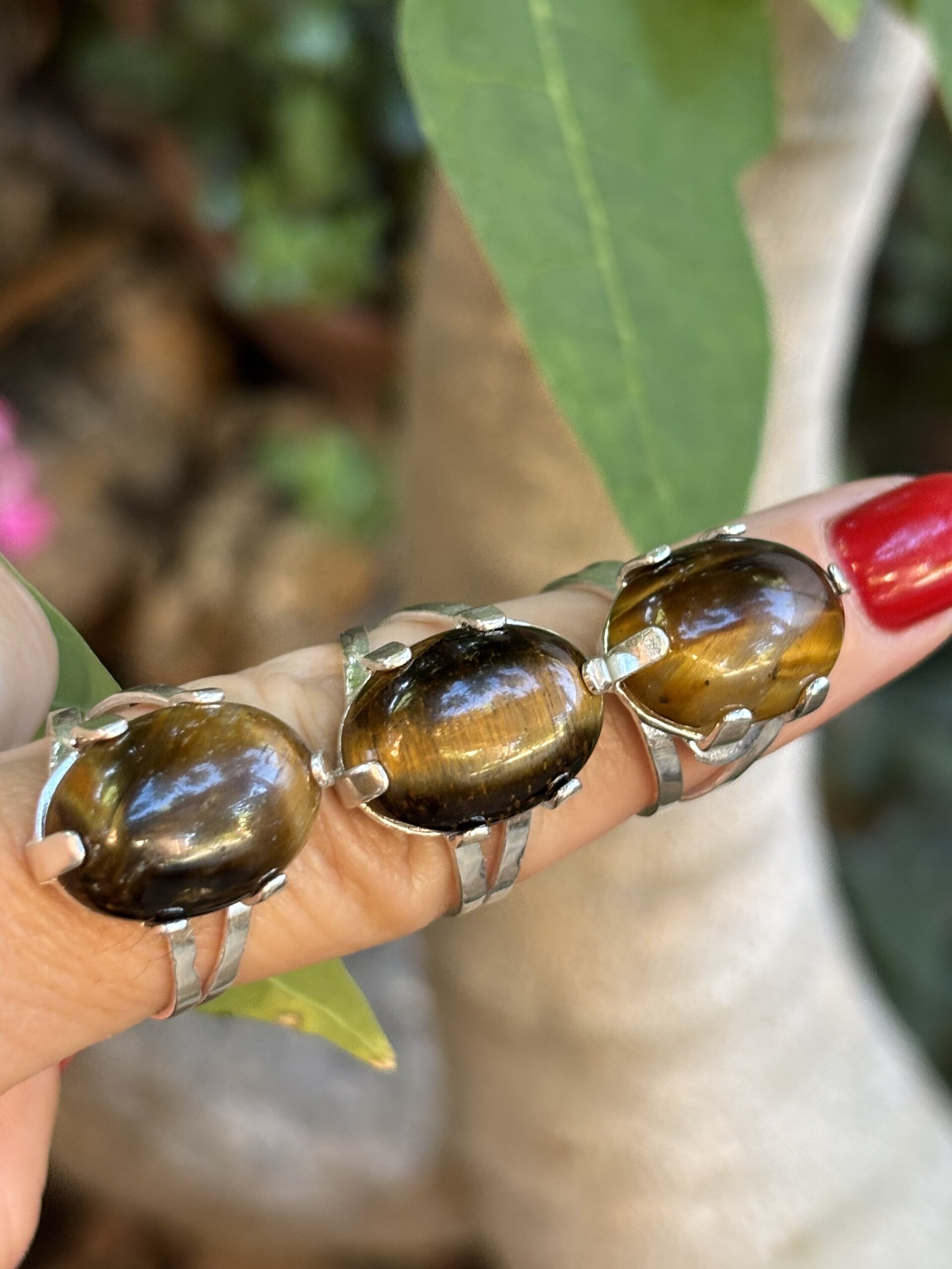 Anillo ajustable talla grande ojo de tigre - 5