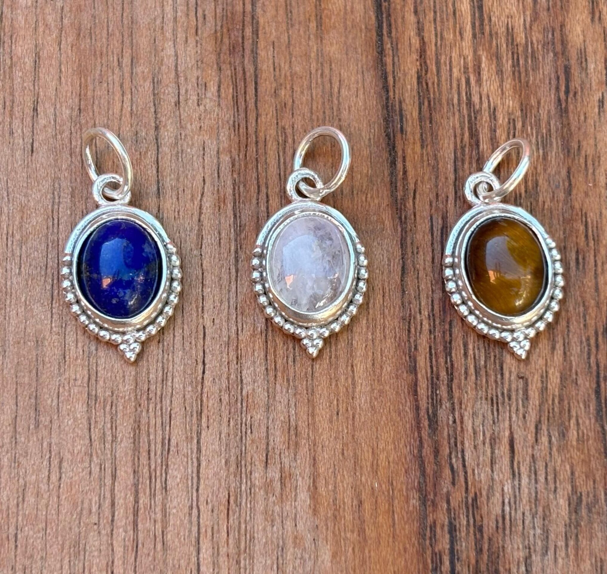 colgantes lapizlázuli, ojo de tigre y piedra luna - 2