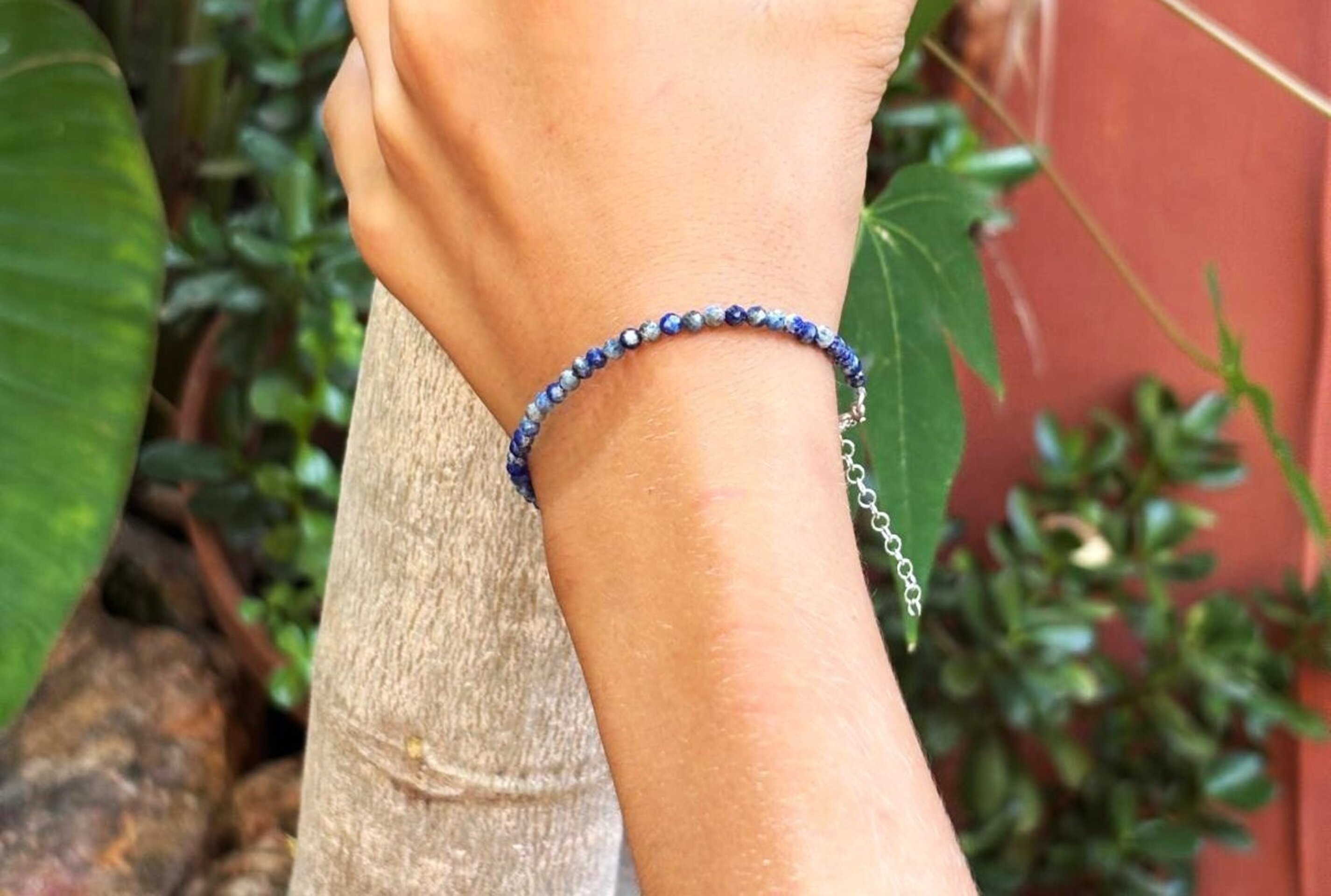 Pulsera ajustable piedra natural de lapizlázuli - 8