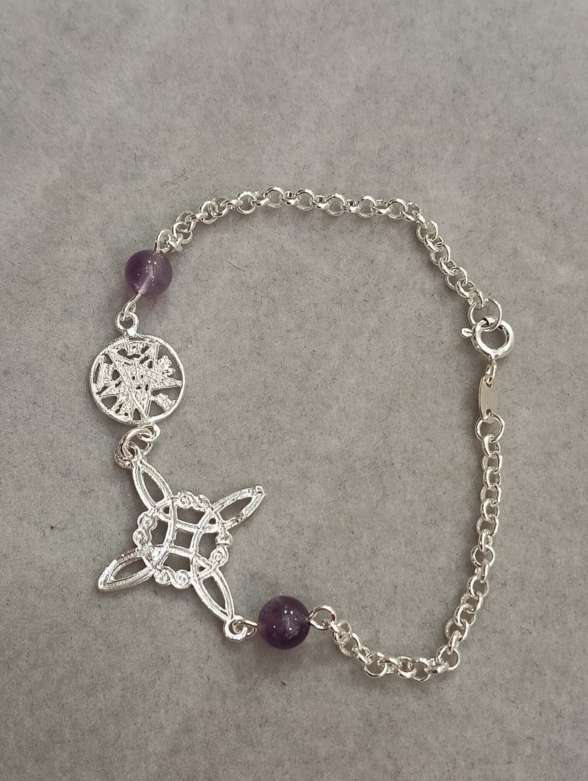 Pulsera amuleto nudo de bruja y tetragrámaton con amatista - 2