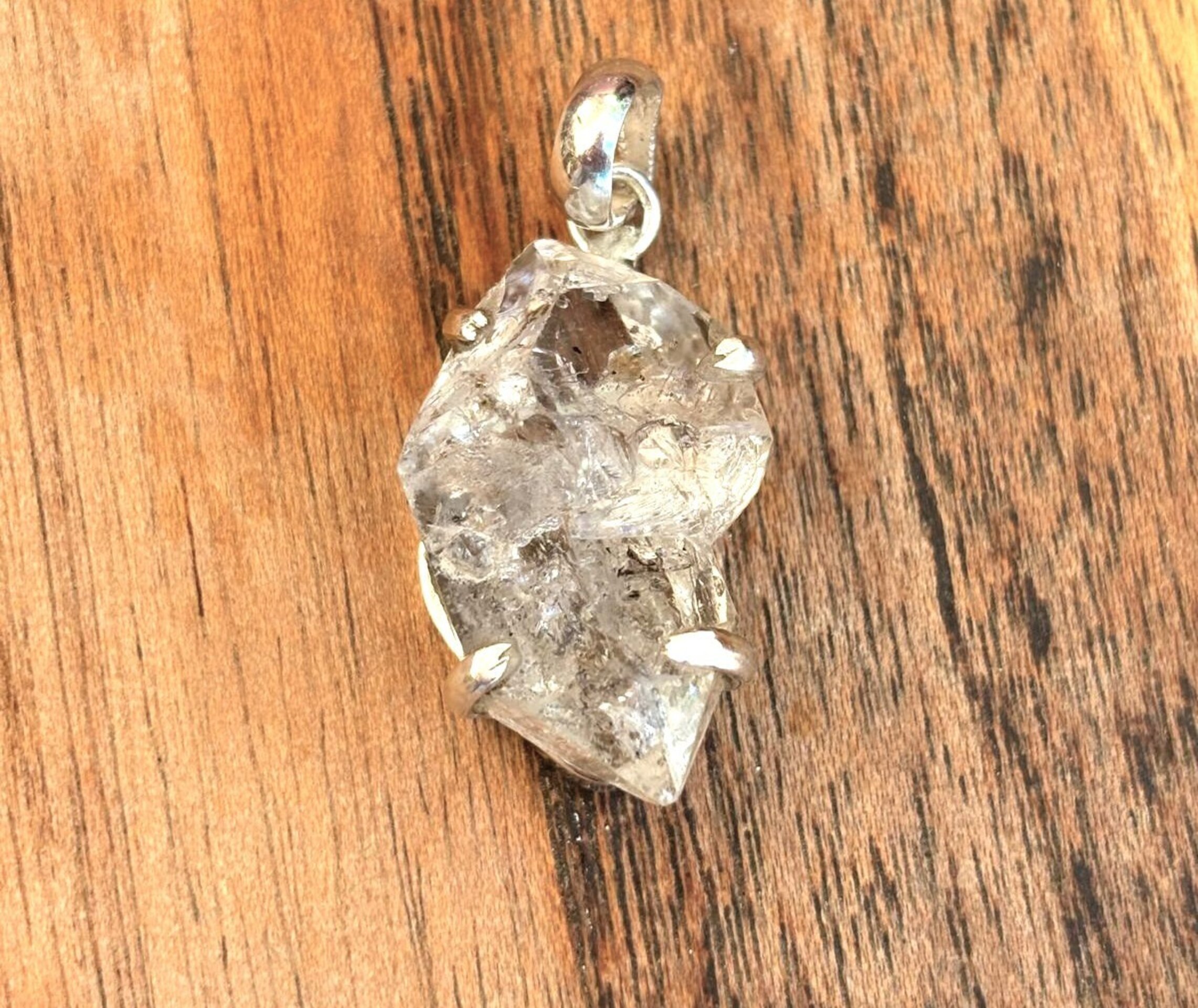 colgante piedra natural cuarzo diamante herkimer - 5