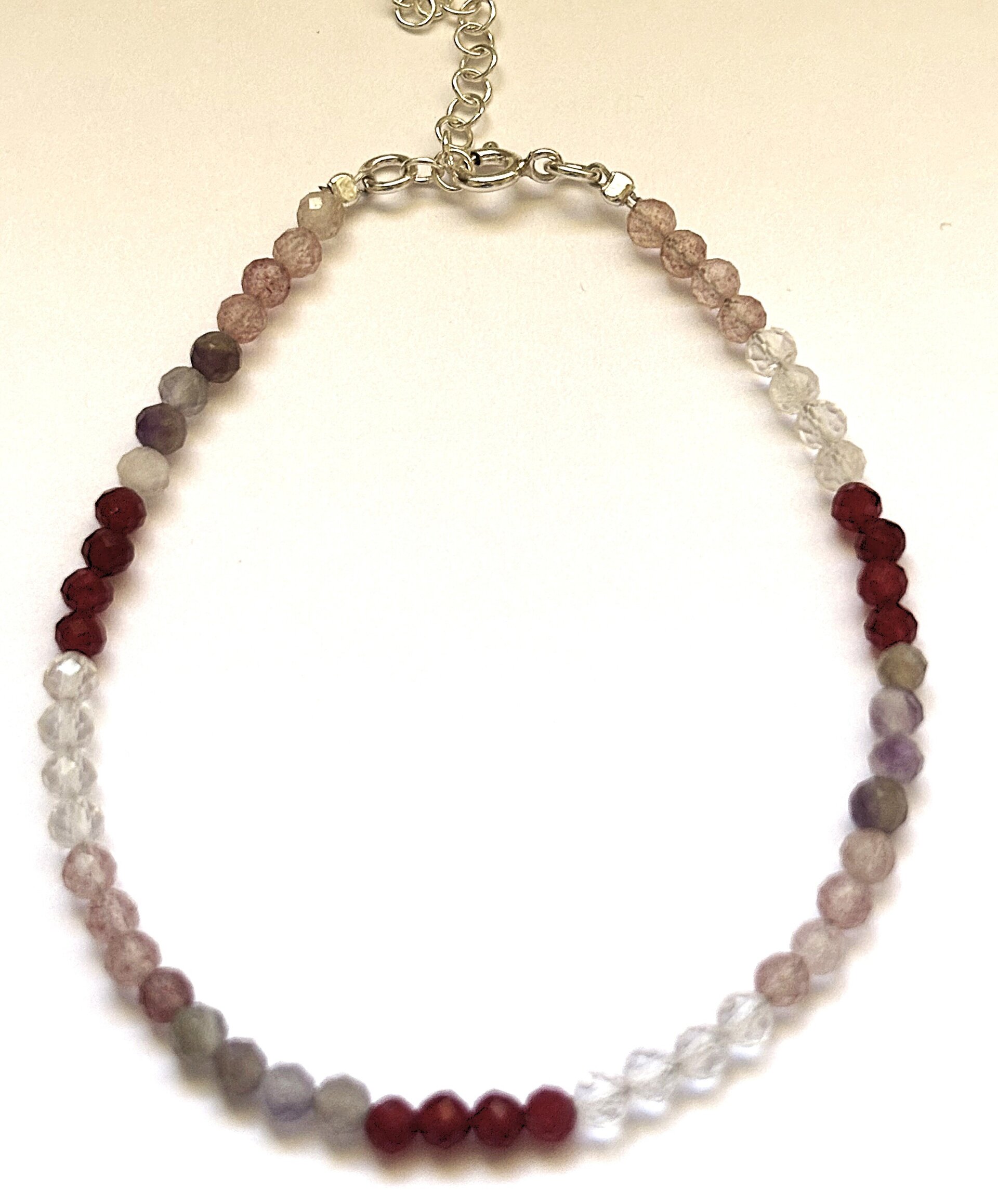 Pulsera ajustable rubí, amatista, cuarzo maestro y cuarzo rosa - 6