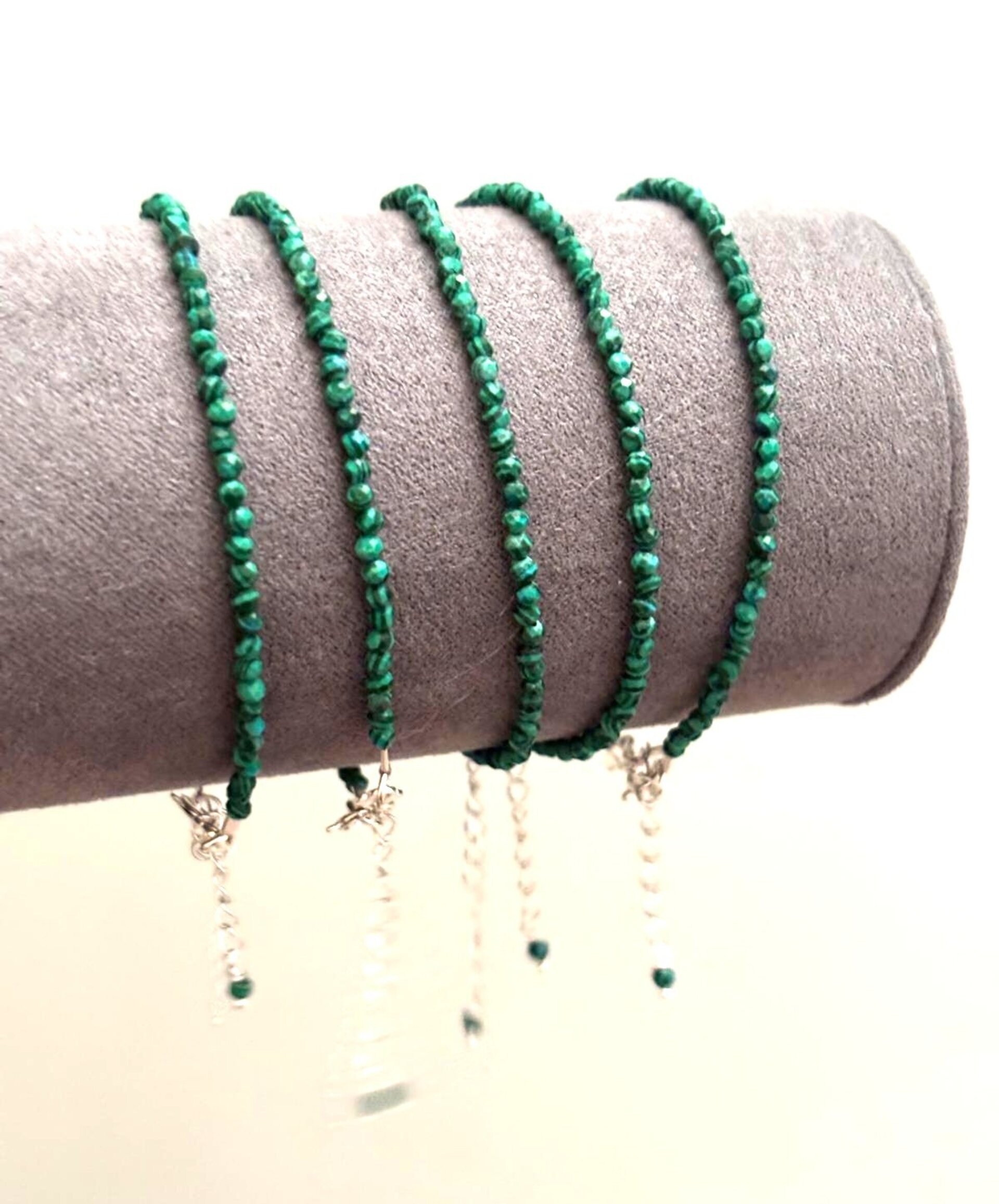 Pulsera piedra malaquita plata de ley - 4