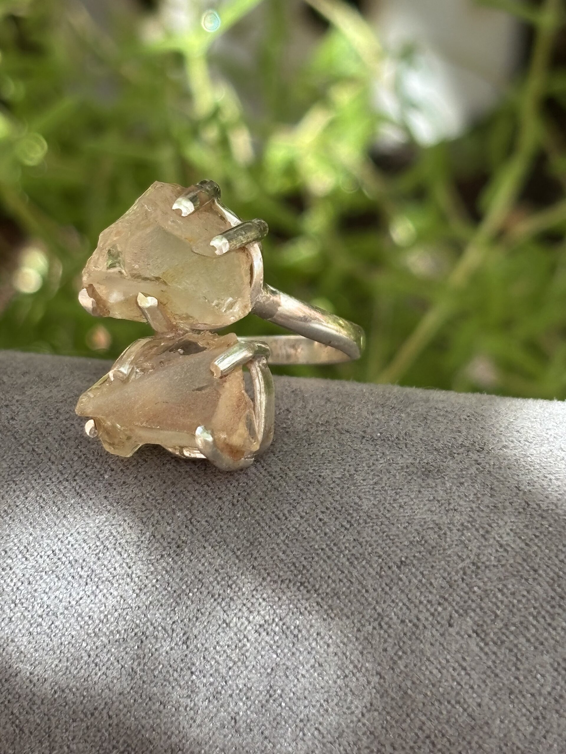 Anillo ajustable piedra natural de cuarzo citrino - 6