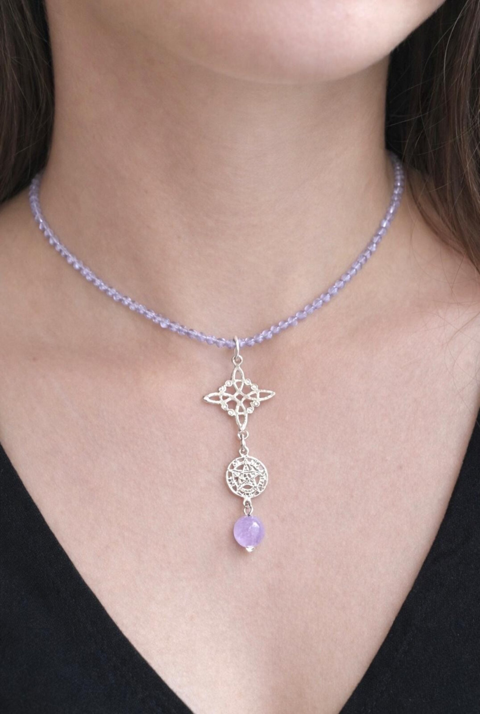 collar amuleto  doble protección amatista - 1