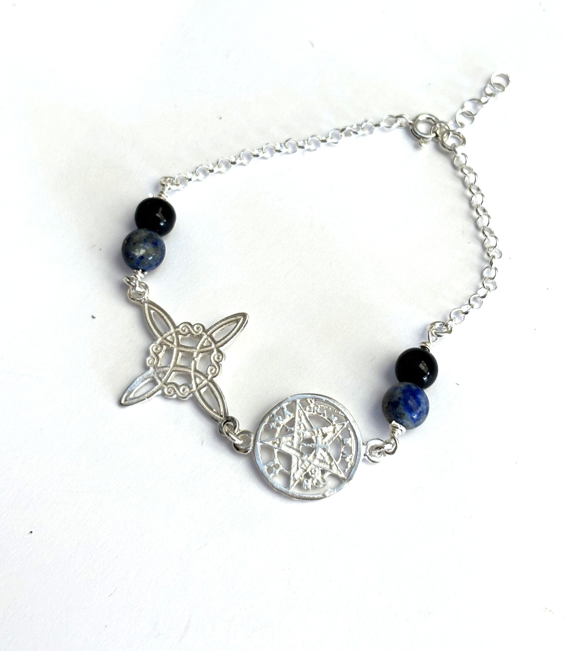Pulsera amuleto doble protección  lapizlázuli y turmalina - 6