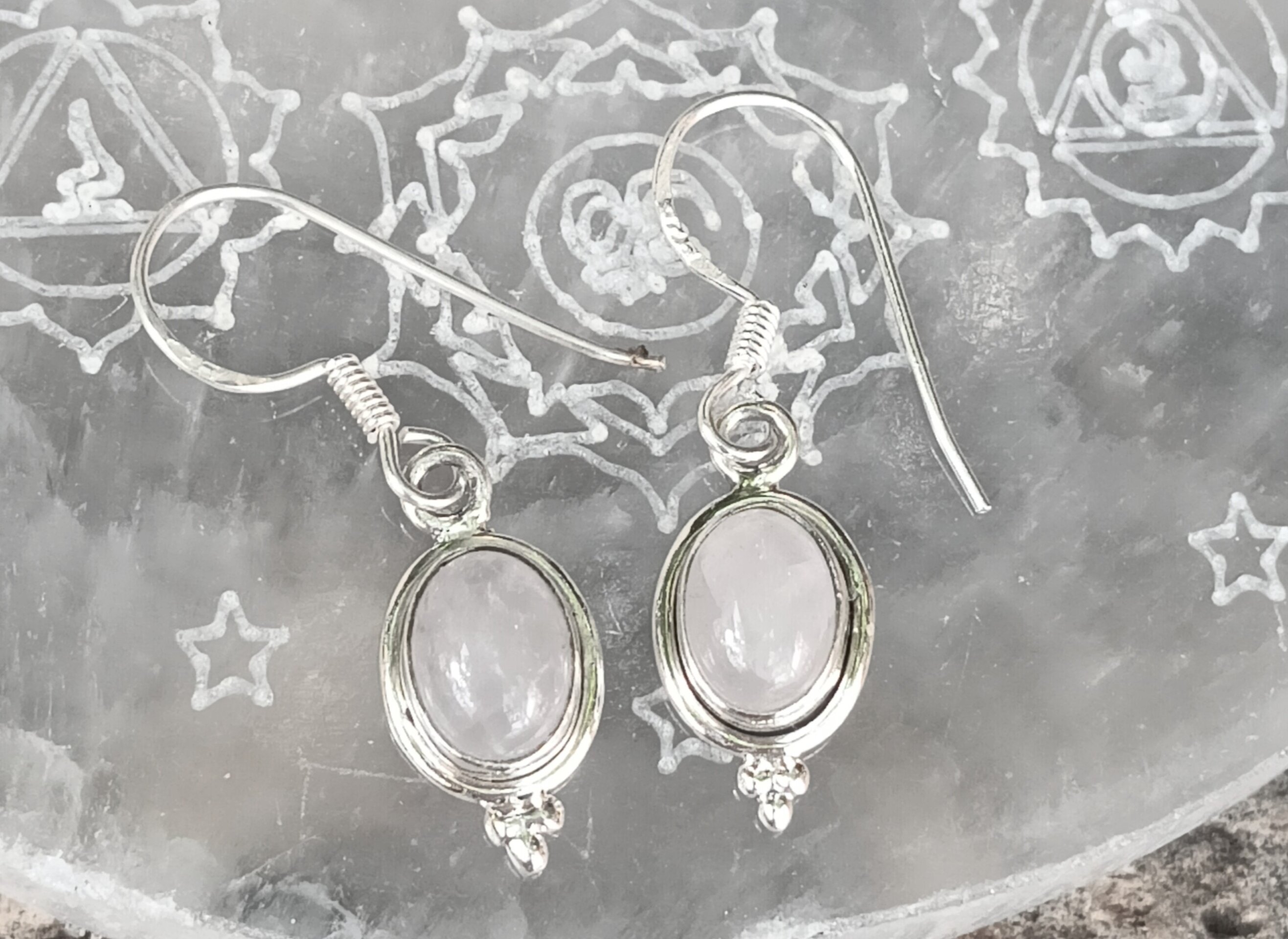 Pendientes  cuarzo rosa - 2