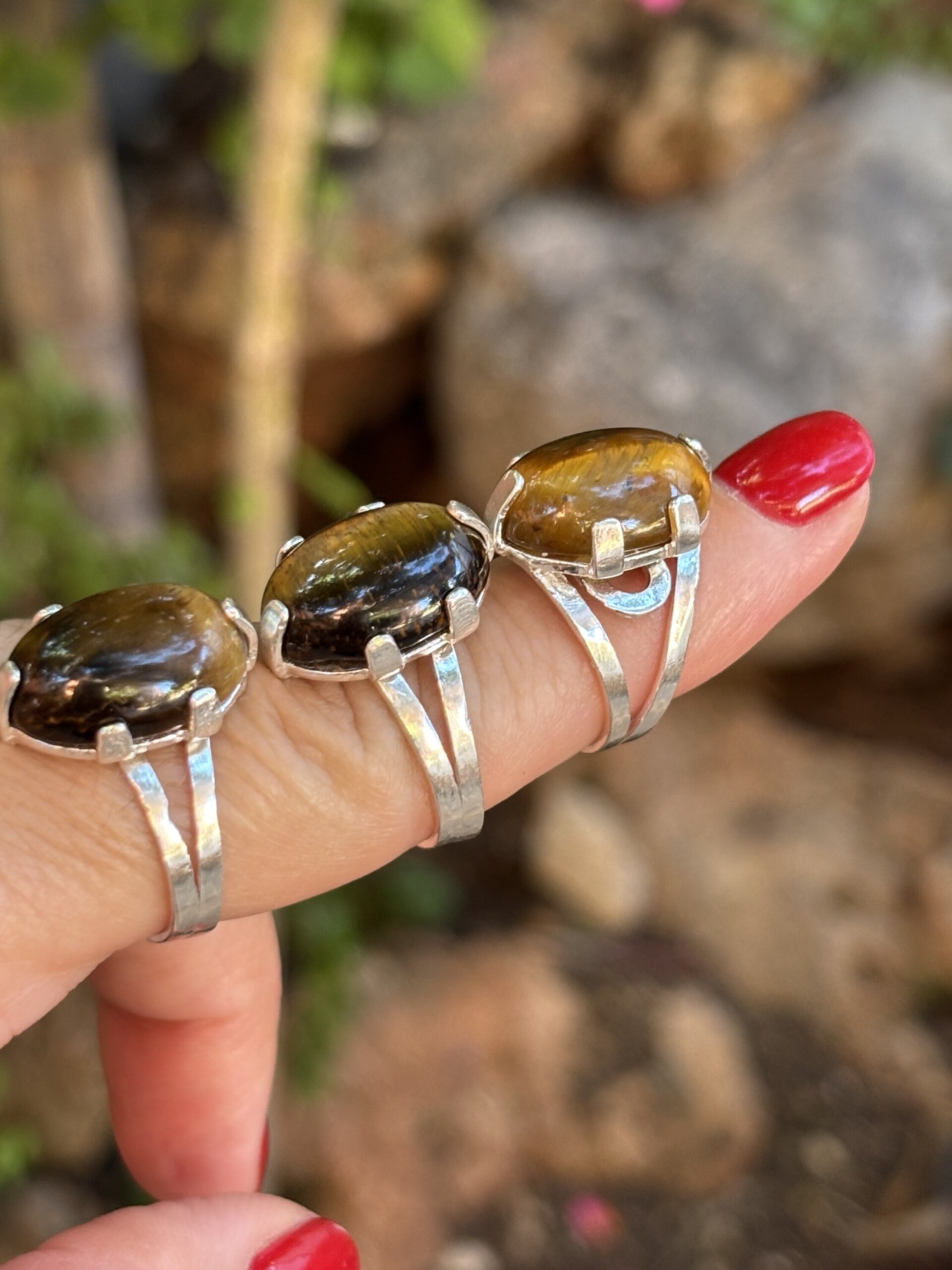 Anillo ajustable talla grande ojo de tigre - 2
