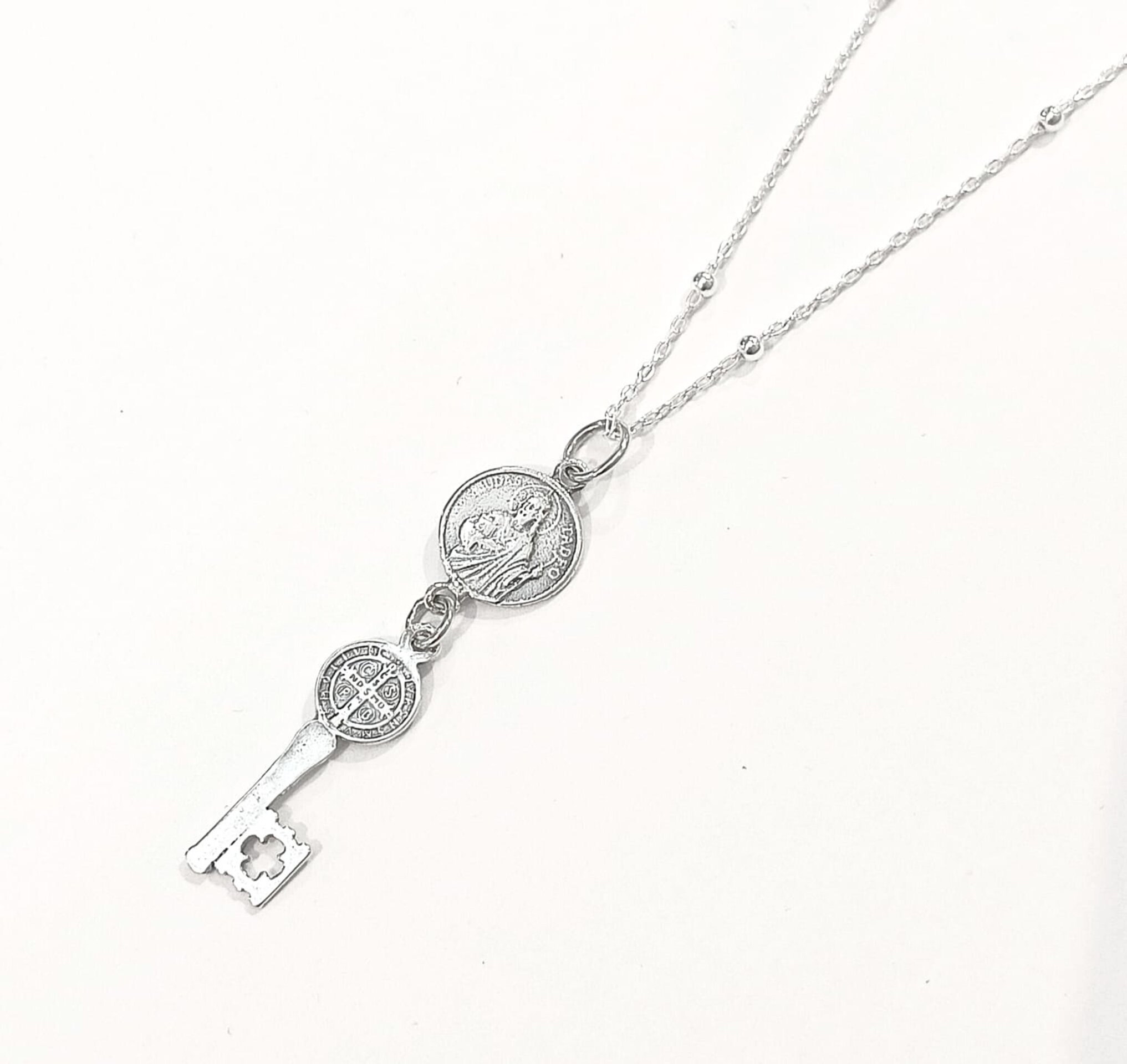 Collar doble protección llave abre caminos de San Benito y Judas Tadeo - 6