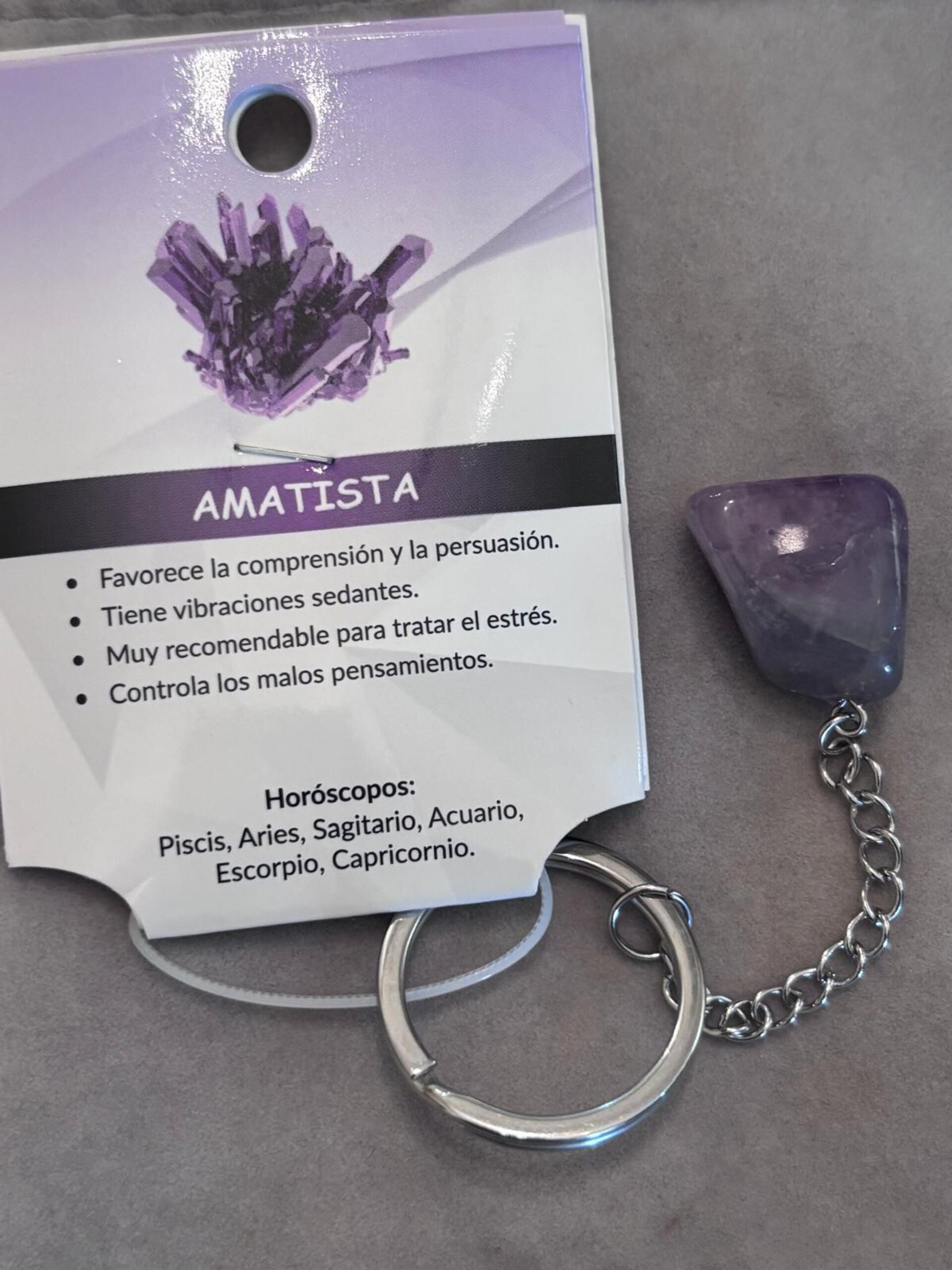 llavero piedra natural amatista - 2