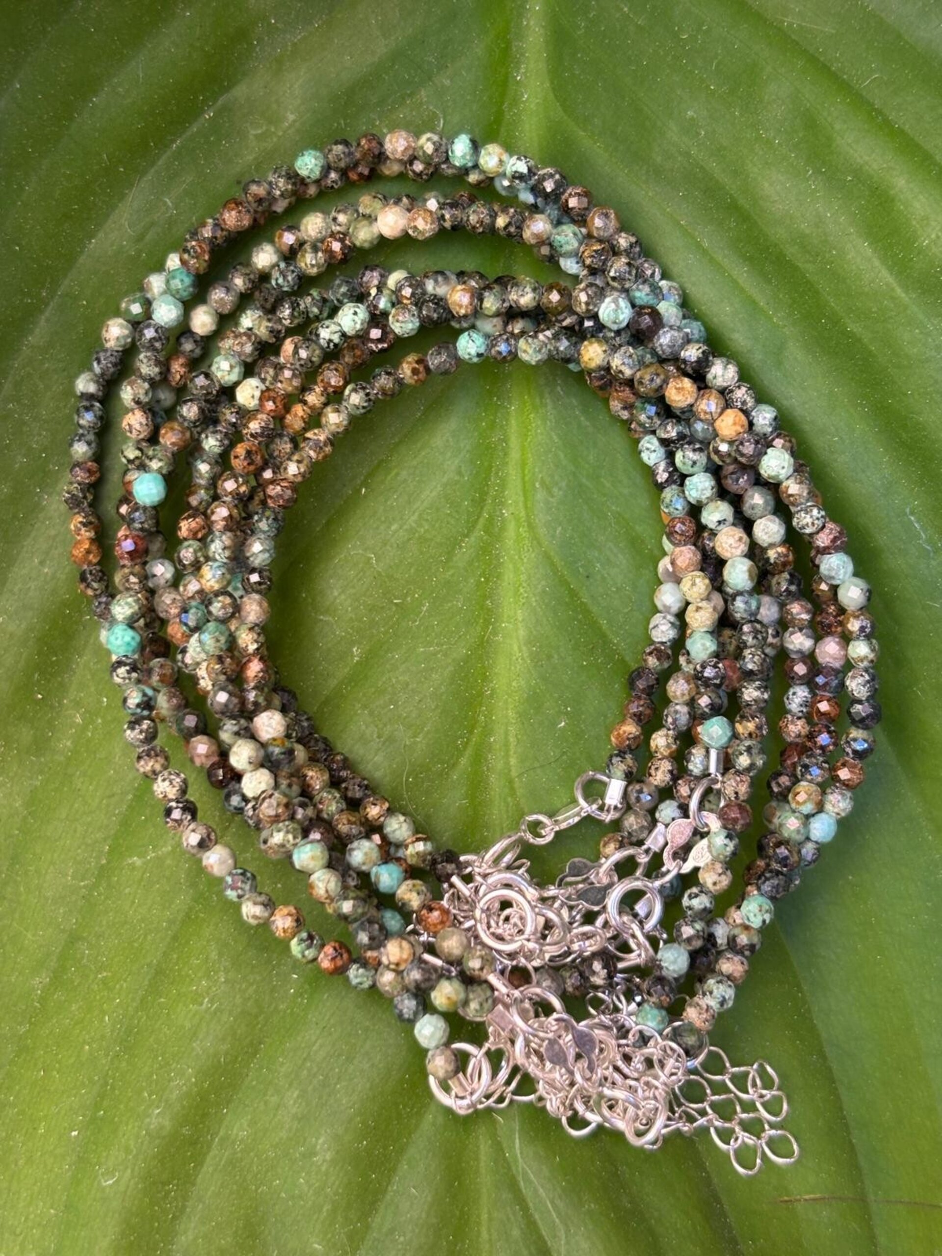 pulsera facetada turquesa africana - 1