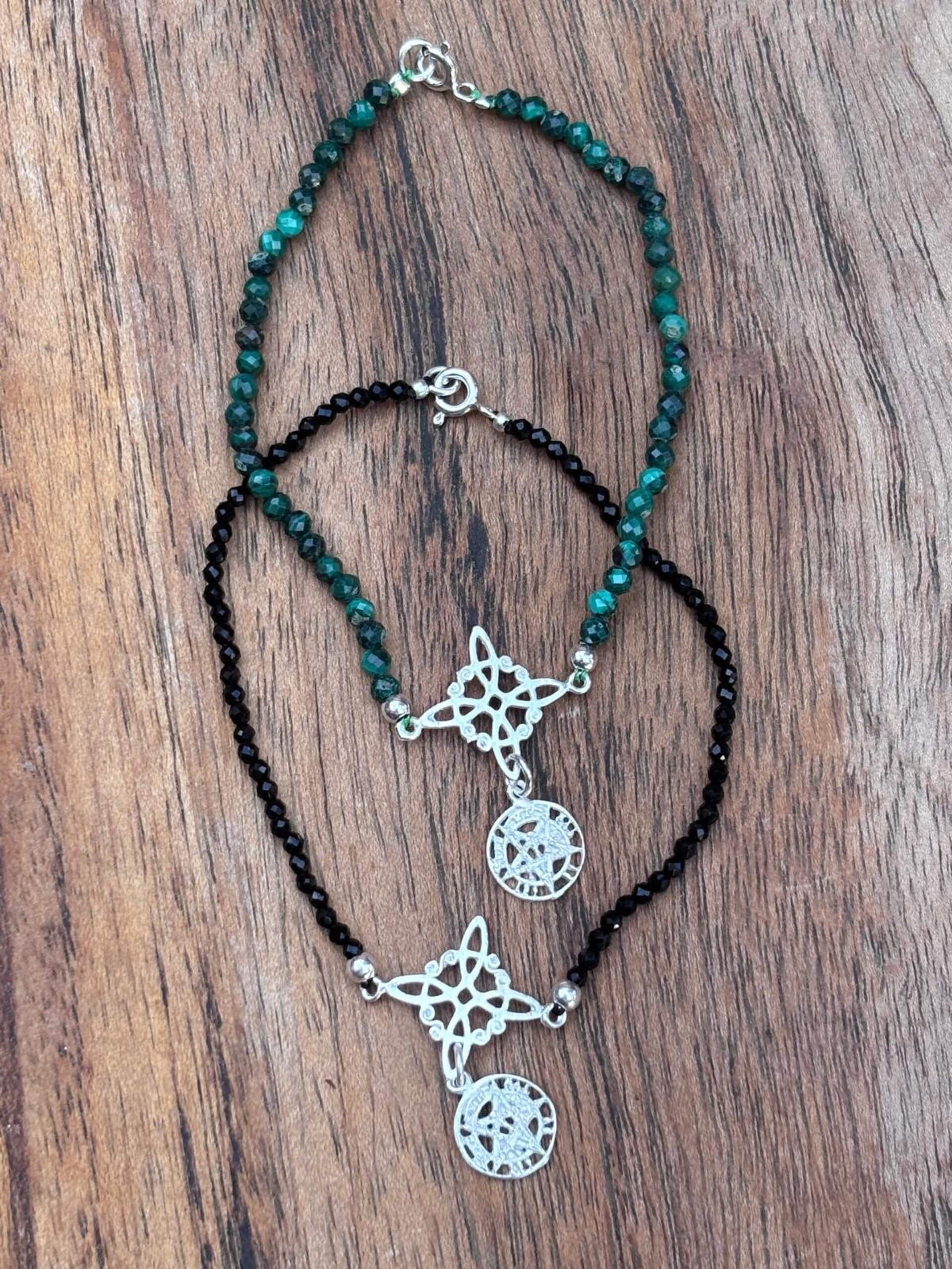 pulsera turmalina y malaquita doble protección - 8