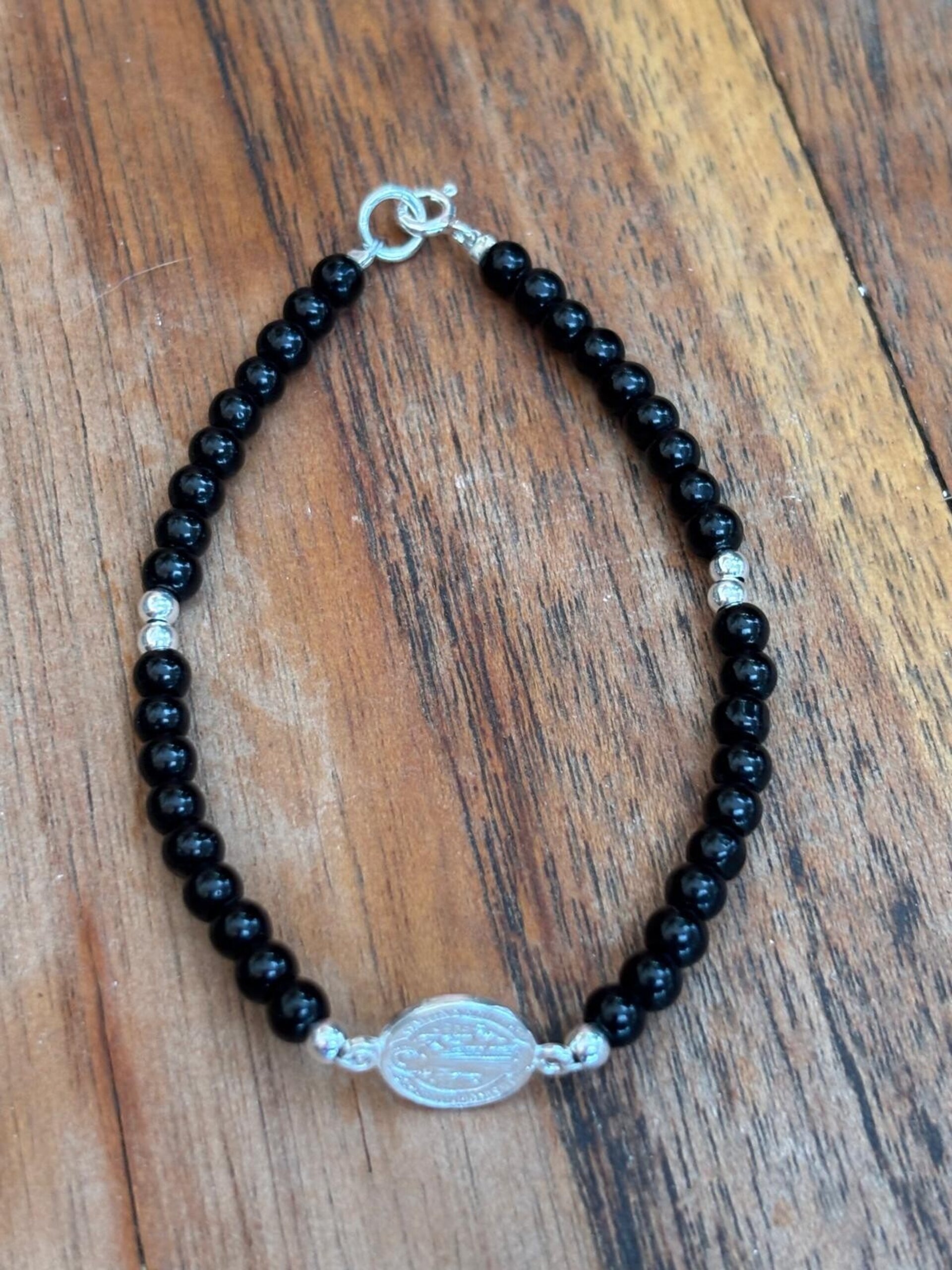 pulsera turmalina y medalla San Benito - 5