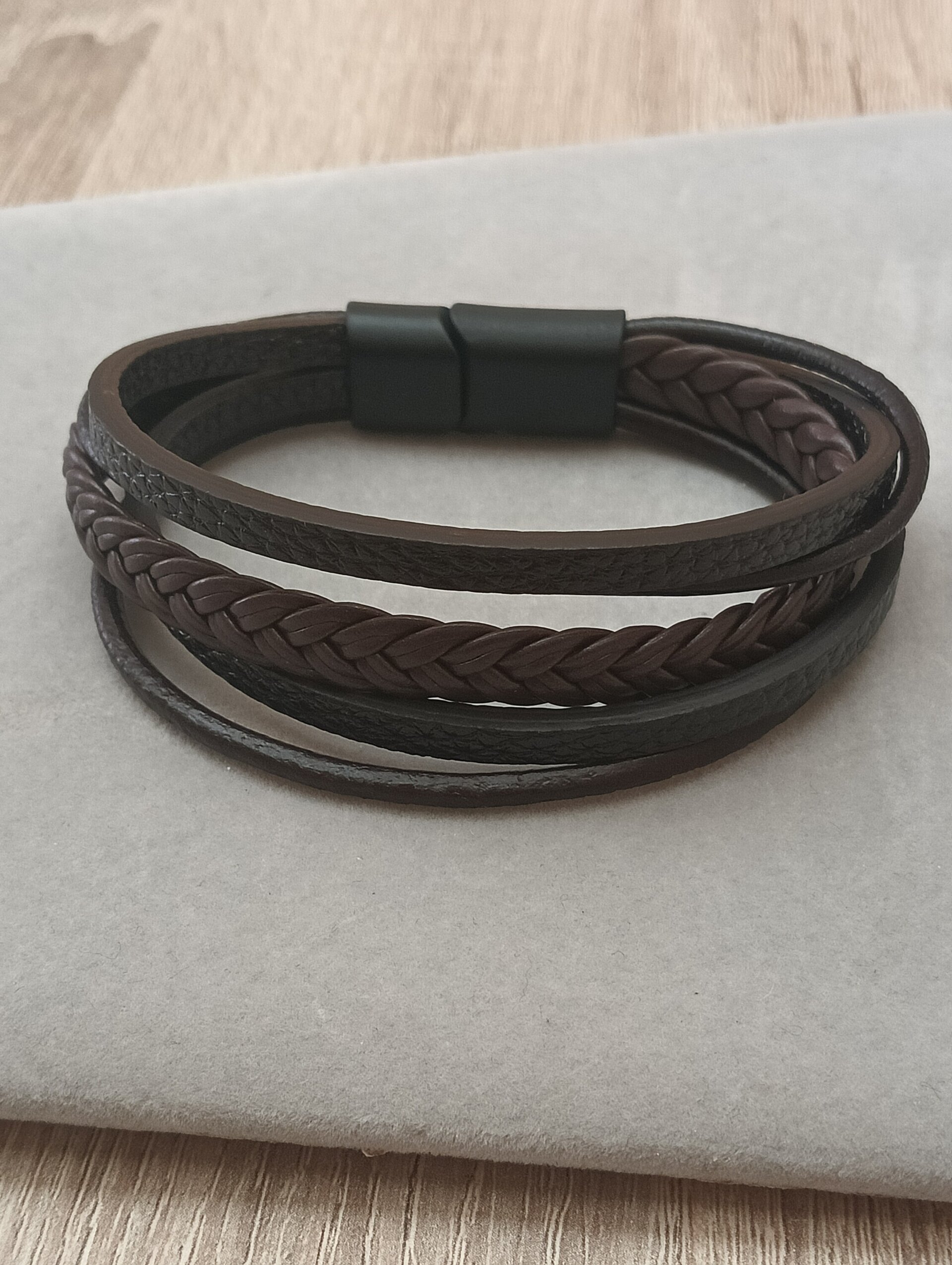 Pulseras tres colores a elegir para hombre de cuero trenzado - 12