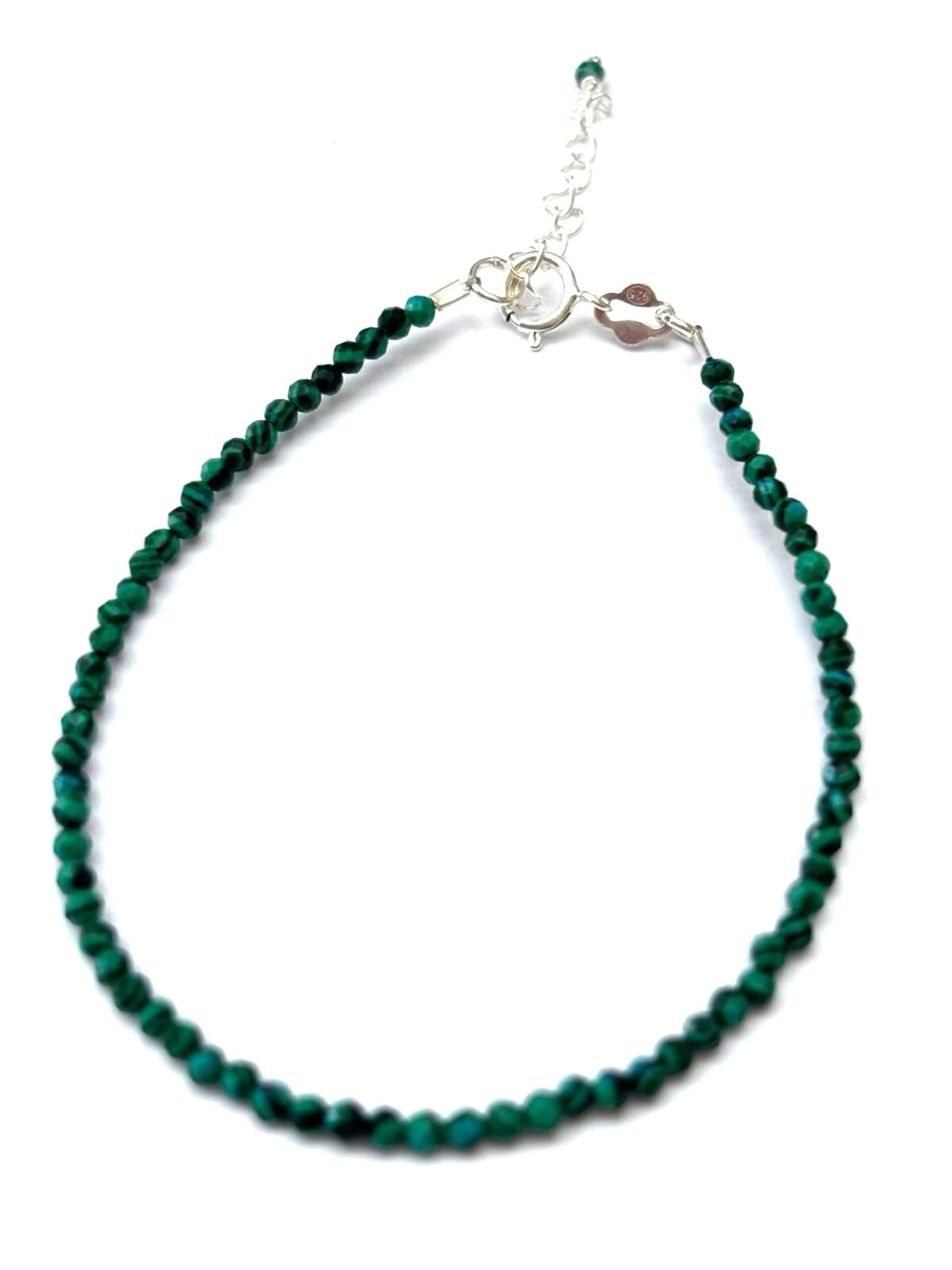 Pulsera piedra malaquita plata de ley - 7