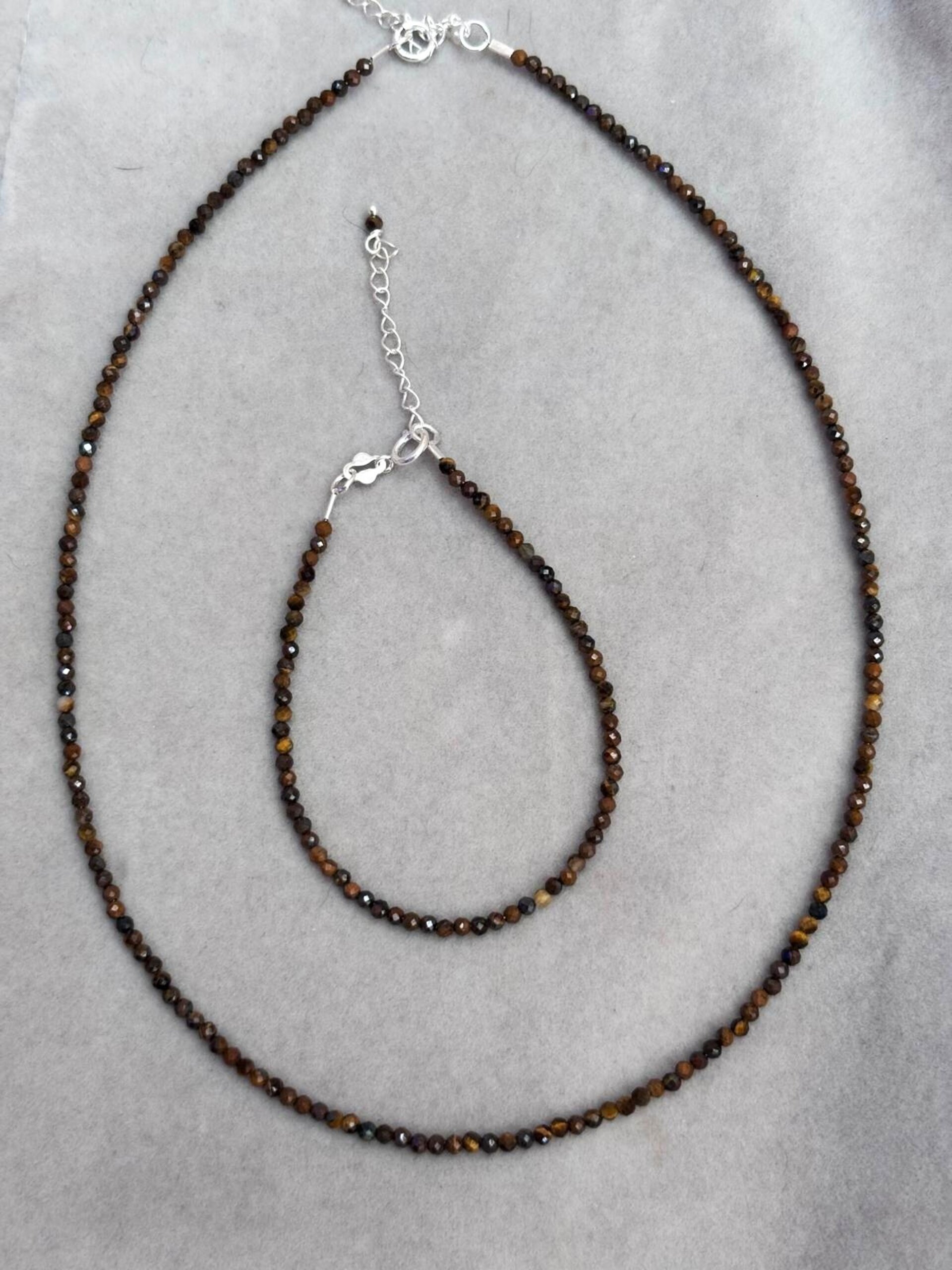 conjunto ojo de tigre facetado - 2