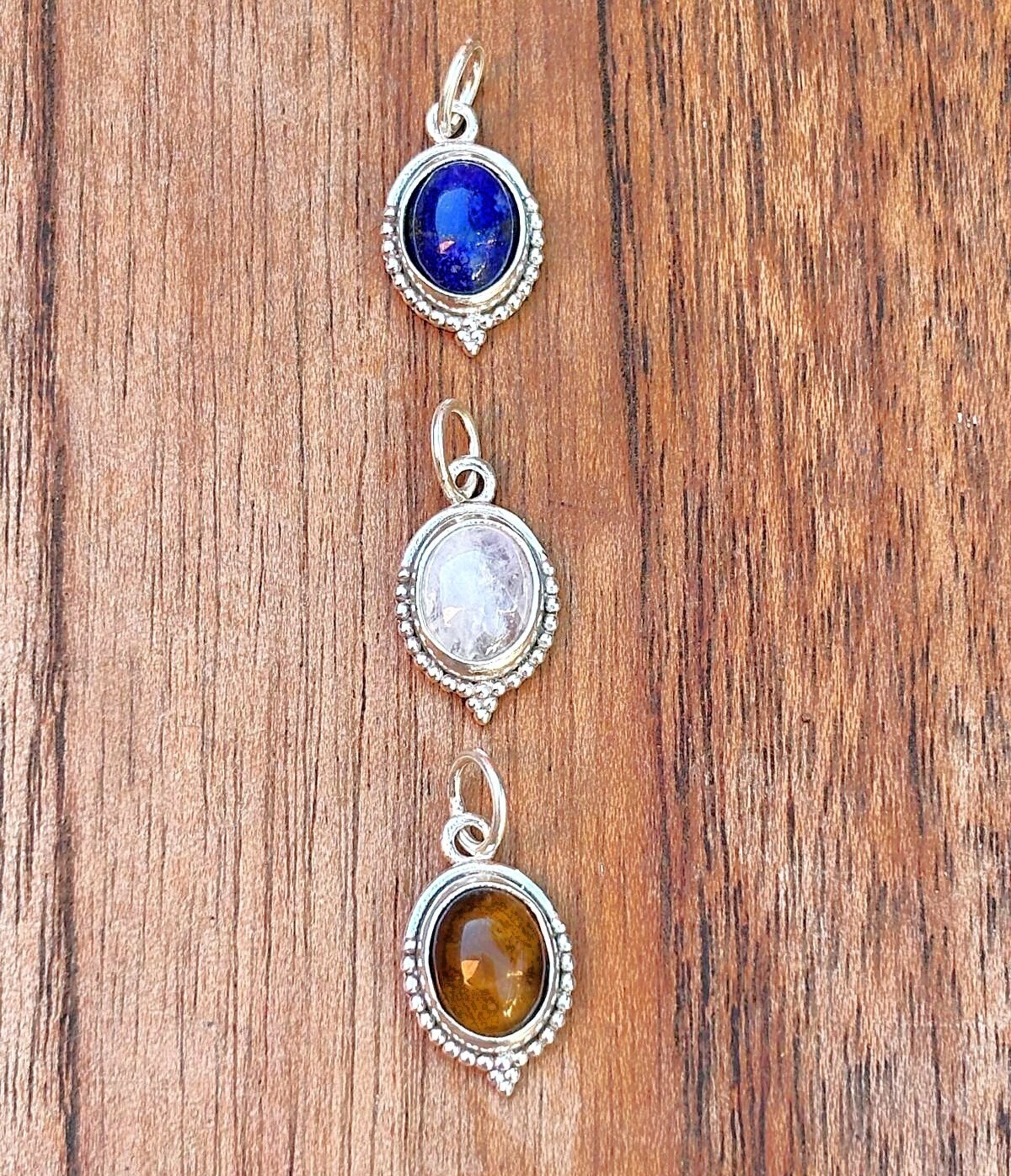 colgantes lapizlázuli, ojo de tigre y piedra luna - 3