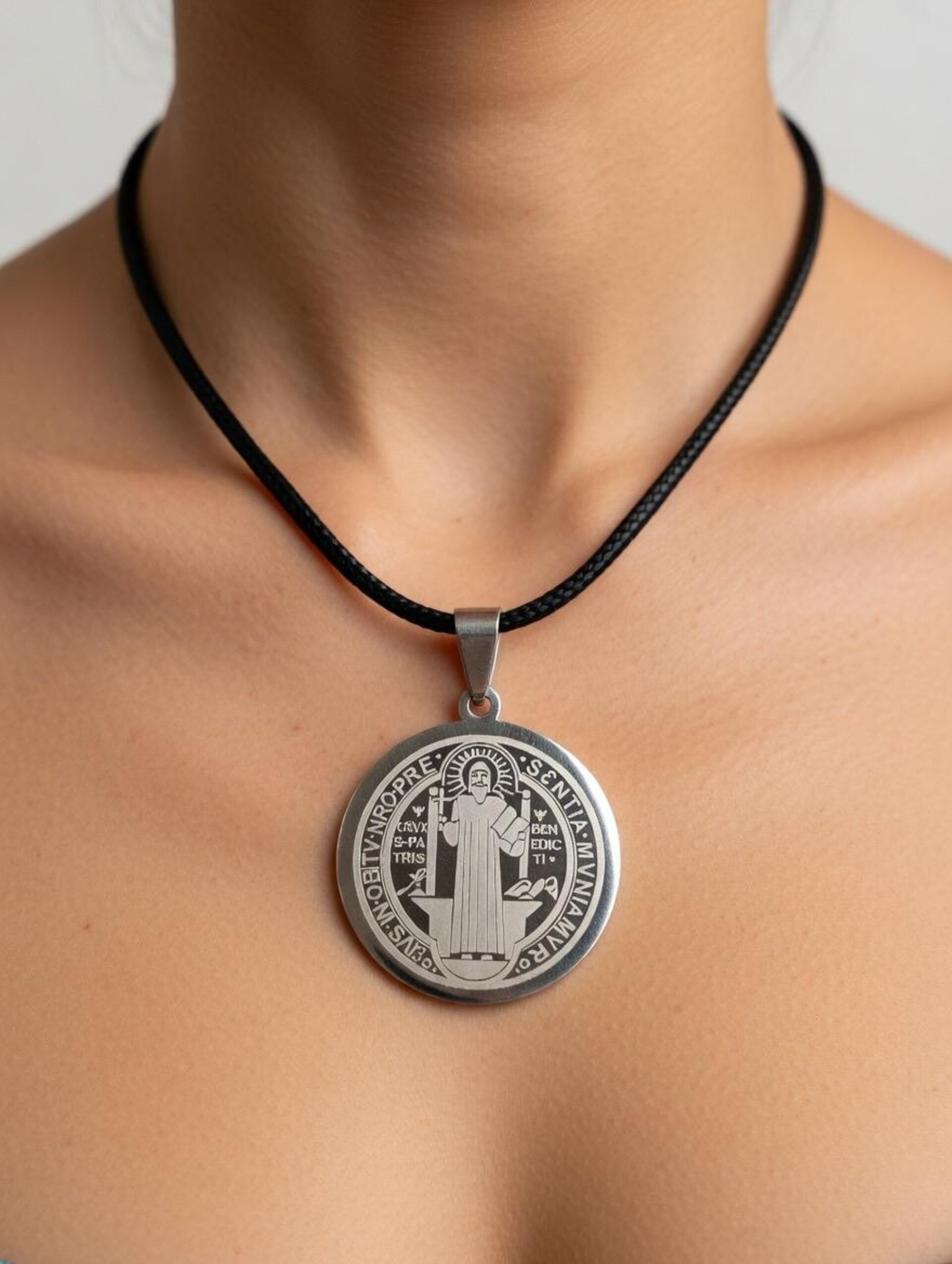 Collar medalla San Benito(acero inoxidable) - 2