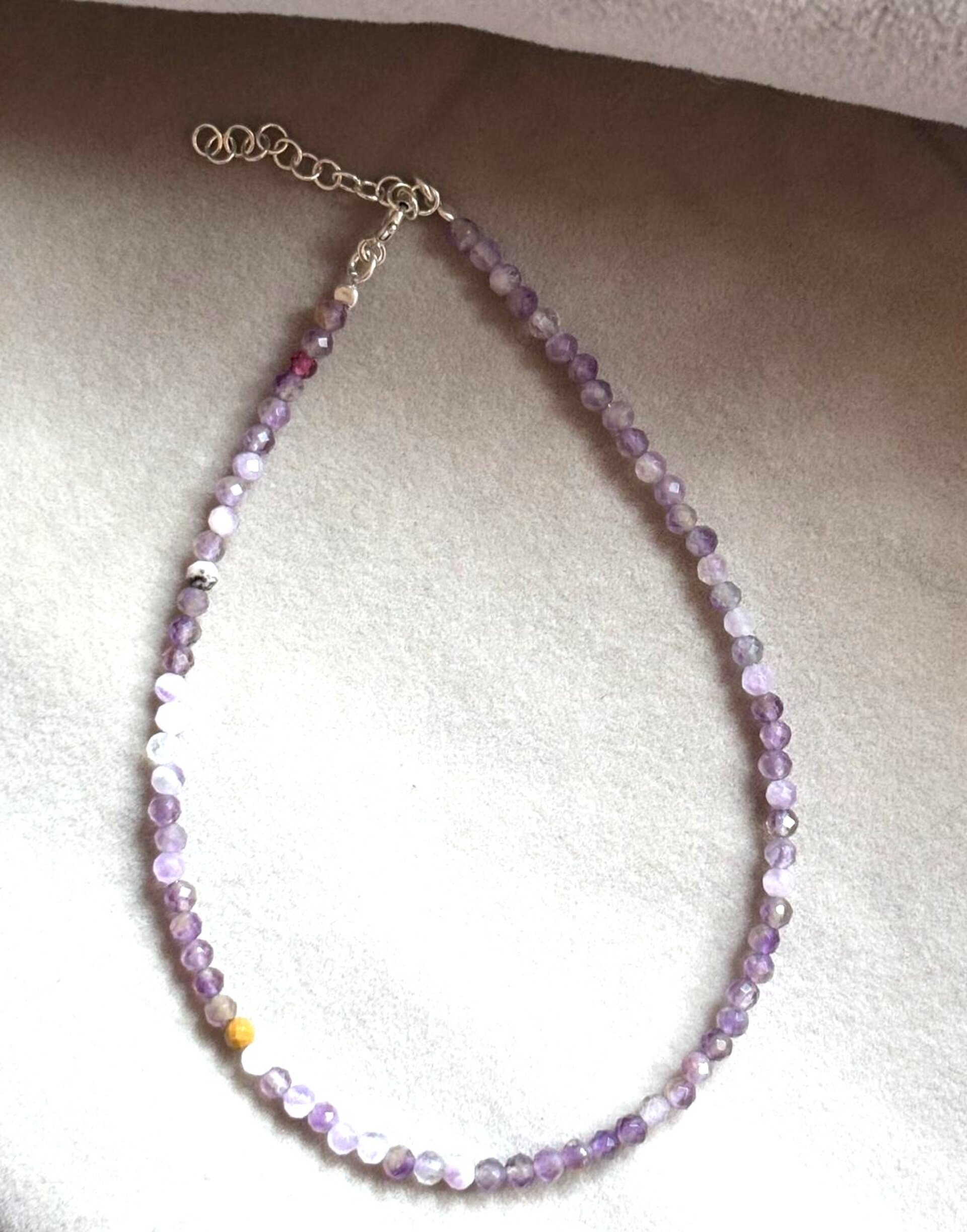 Tobillera piedra natural de amatista facetada - 2