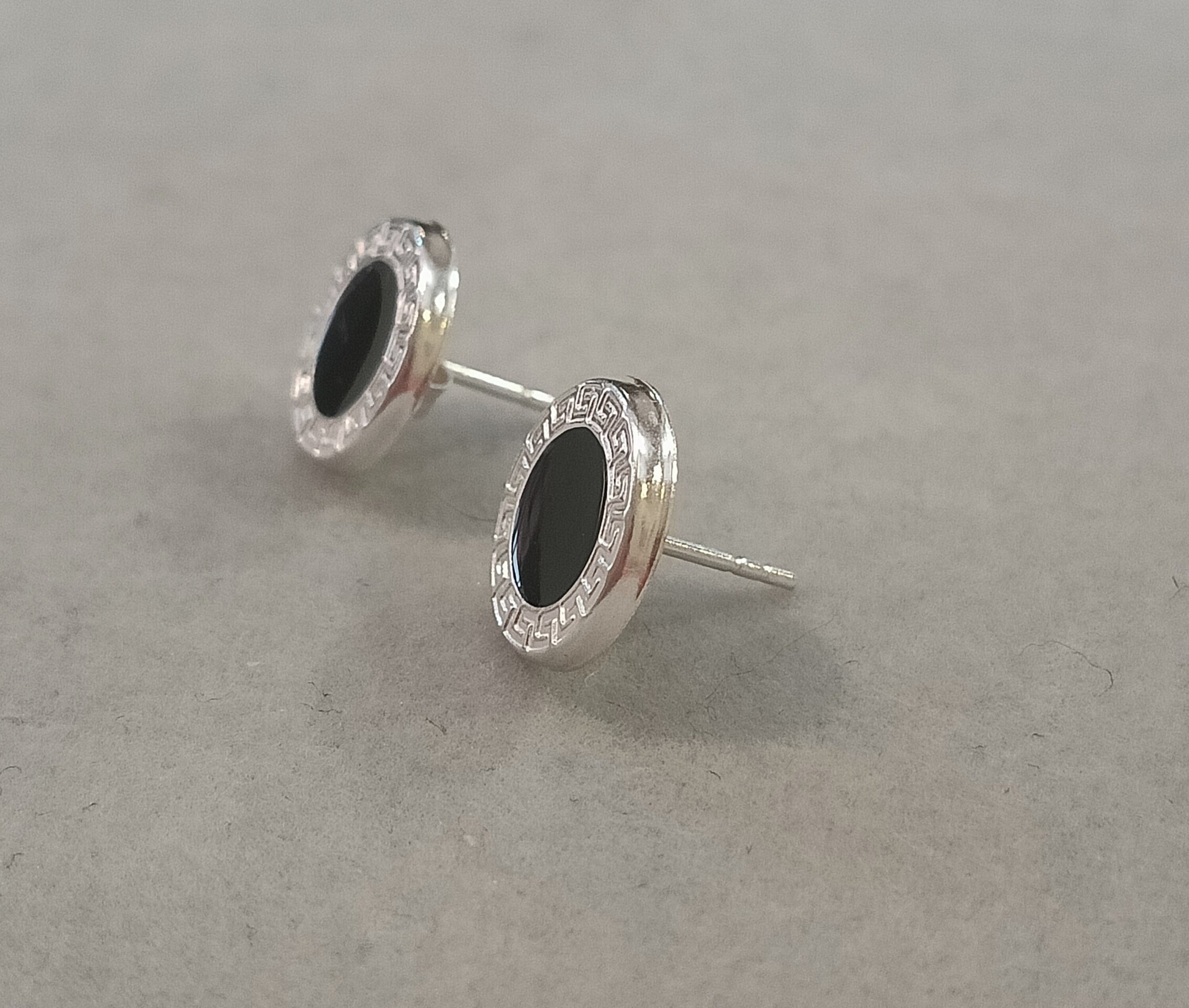 Pendientes redondos borde greca - 2