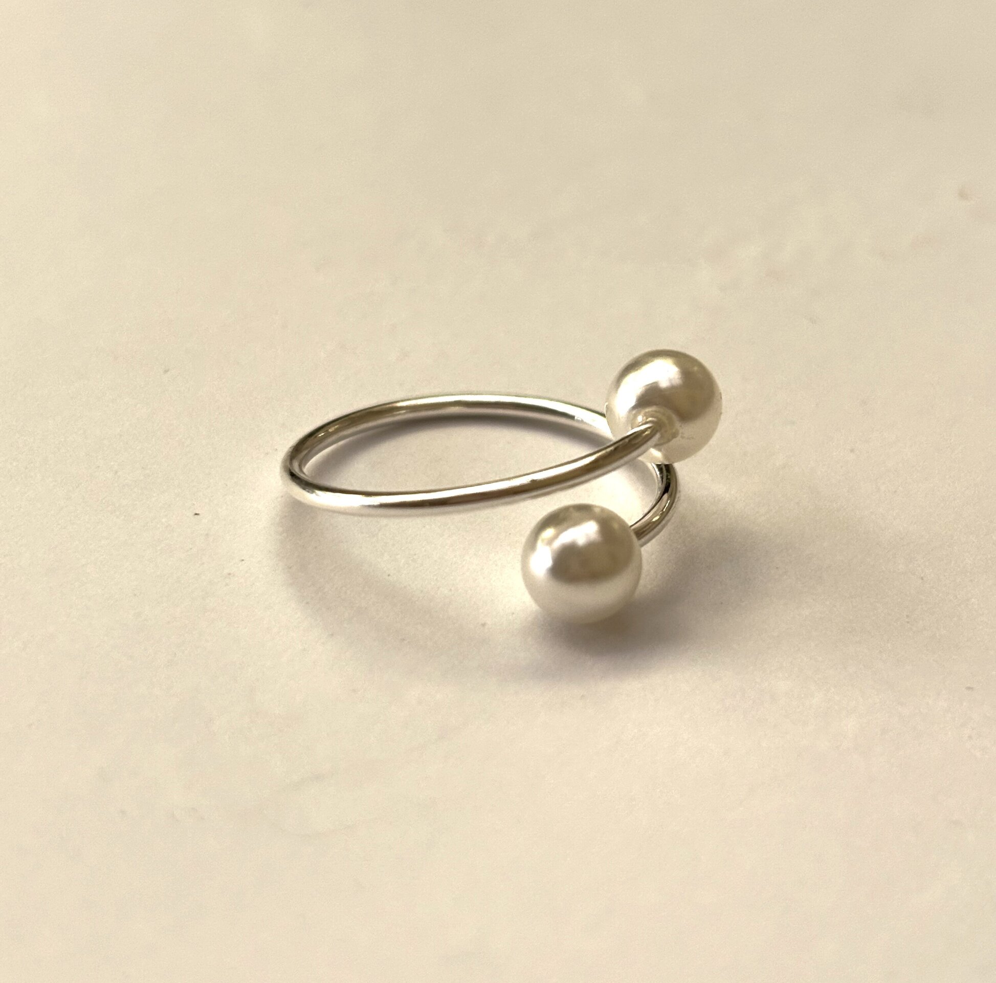 Anillo ajustable  doble perla - 3