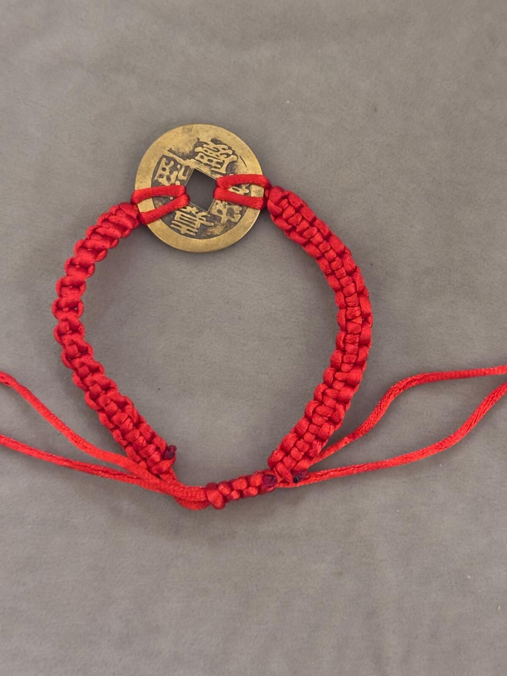 pulsera feng shui macramé-ATRAE DINERO-con moneda - 3
